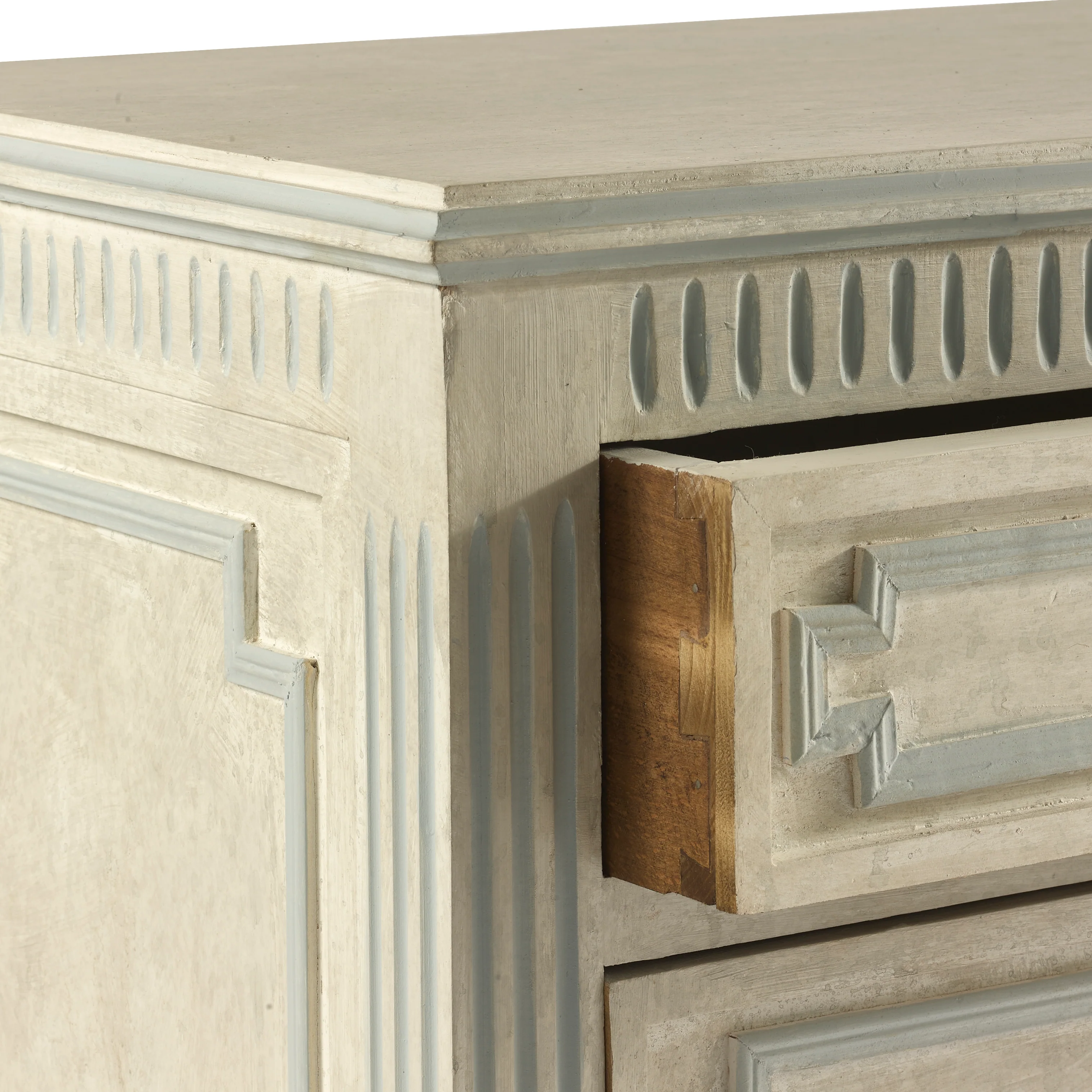 Scandinavian Chest with Rounded Legs and Blue Trim - Image 6