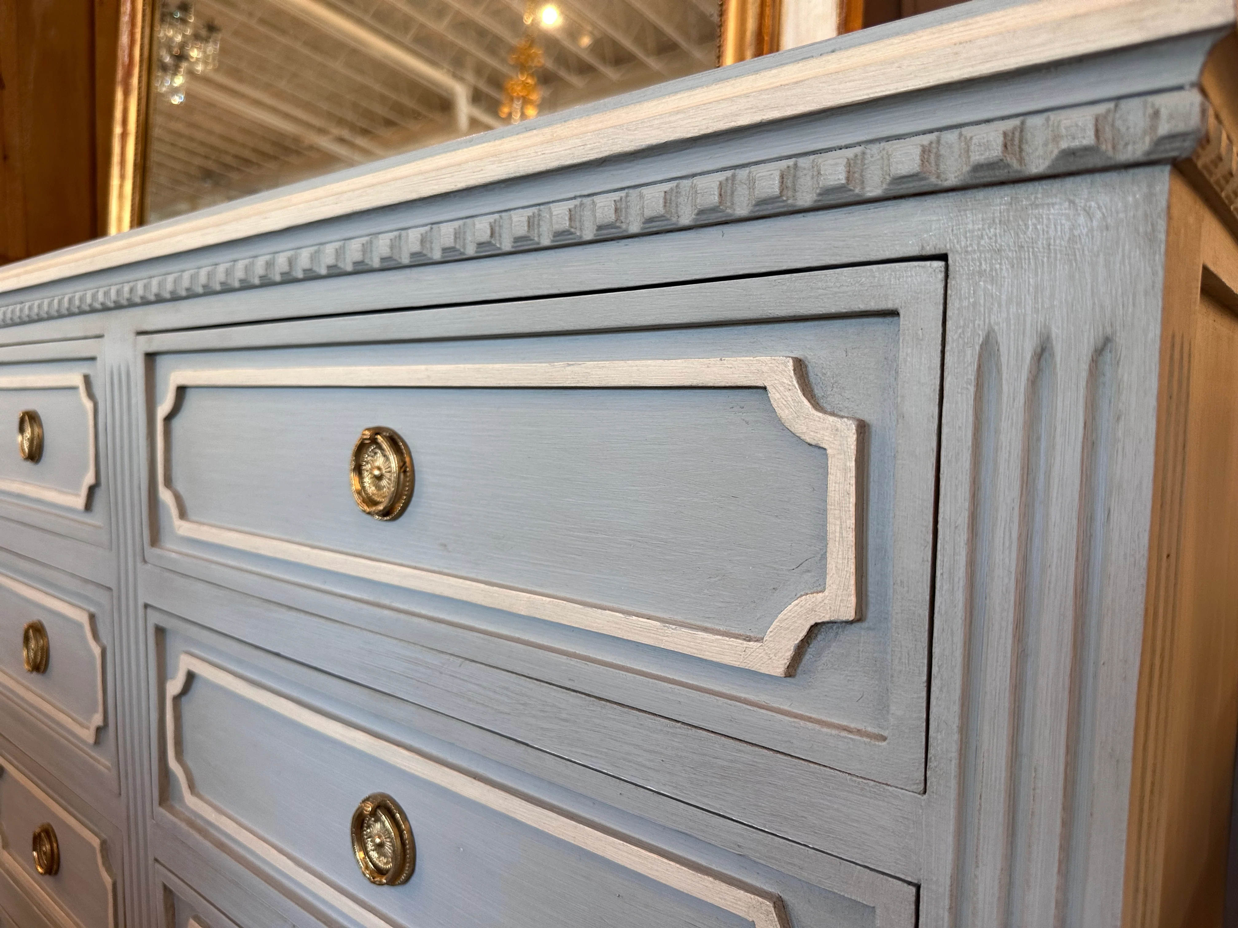 Swedish 12 Drawer Dresser with Open Trim - Image 3
