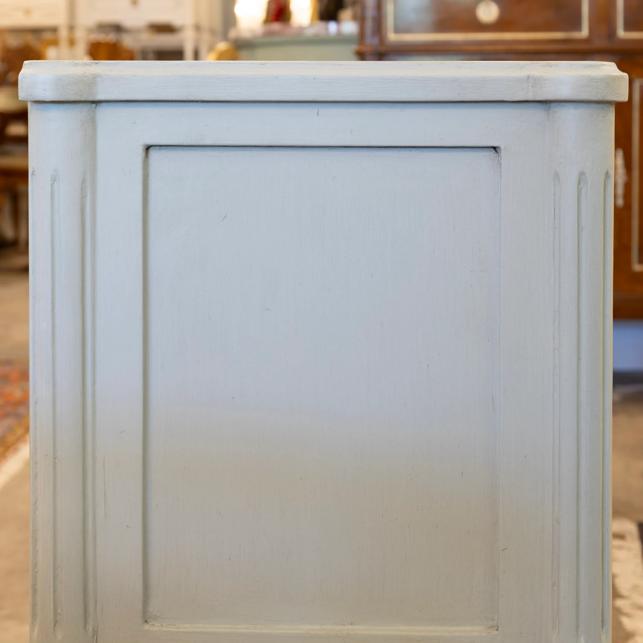 Swedish 2-Drawer Nightstand – Tall Rounded Legs & Beaded Trim in Soft Green - Image 6