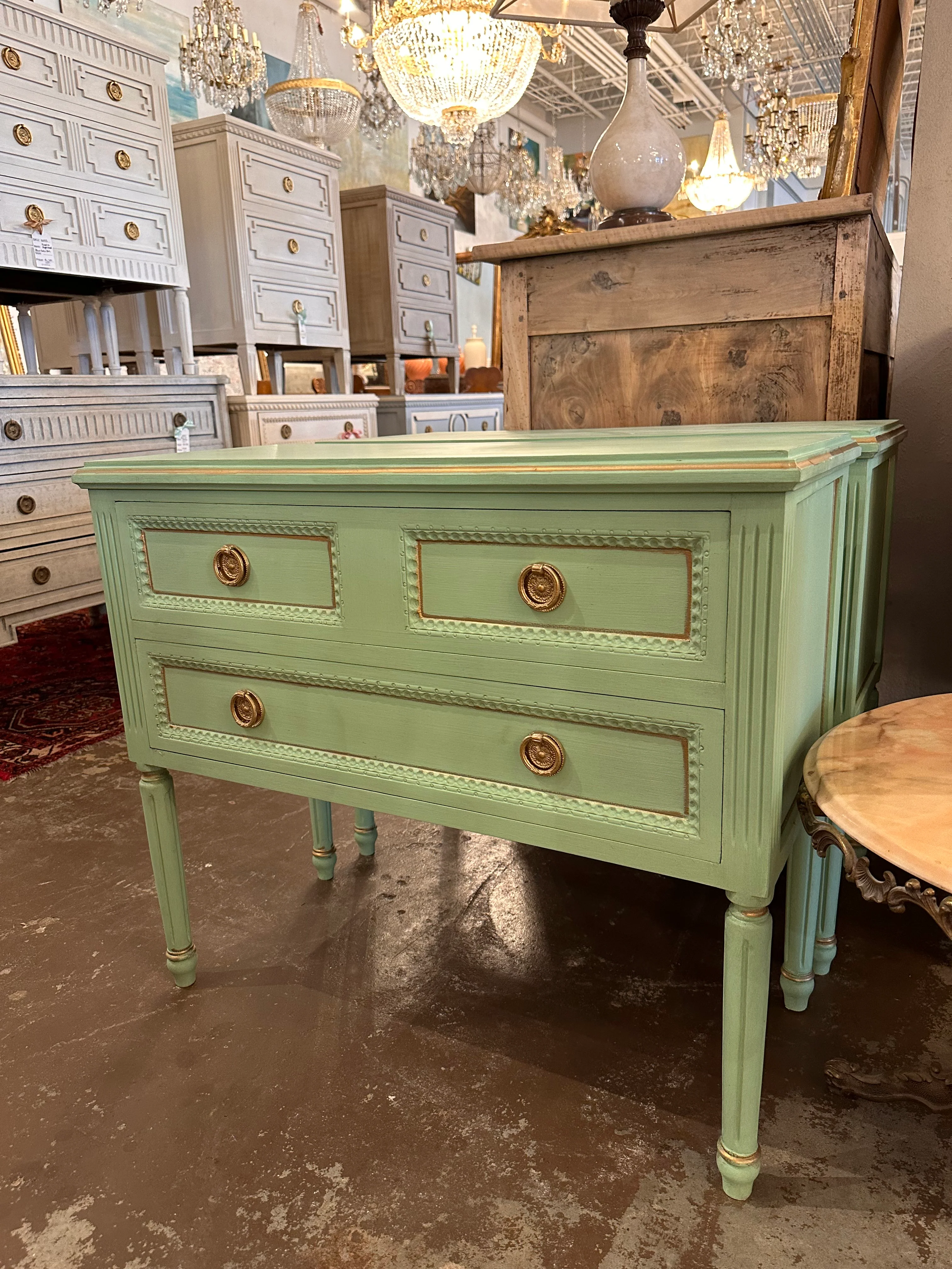 Swedish 2 Drawer Nightstand with Long Legs - Image 2