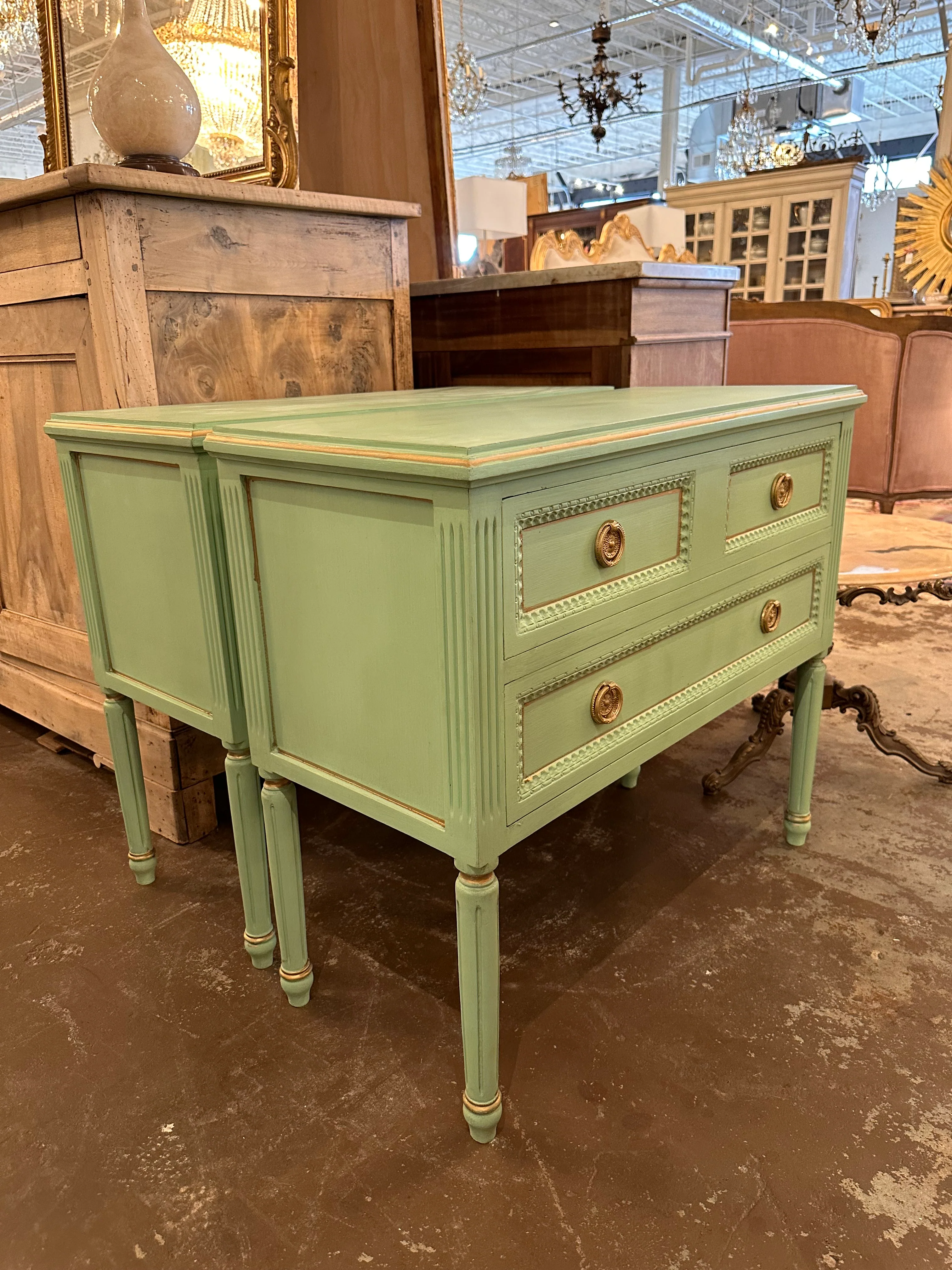 Swedish 2 Drawer Nightstand with Long Legs - Image 3