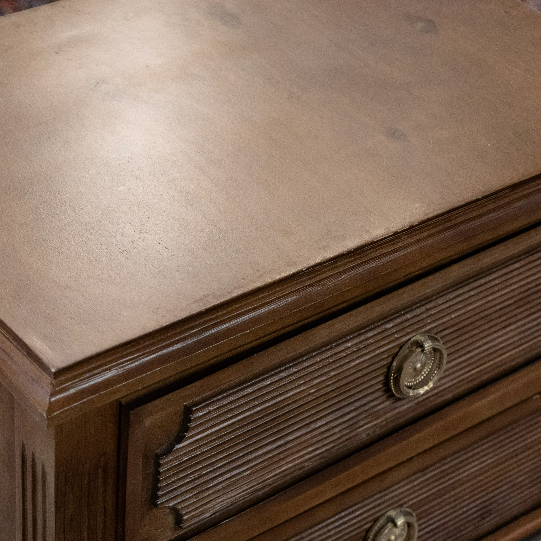 Swedish 2-Drawer Nightstand with Reeded Fronts in Brown - Image 6