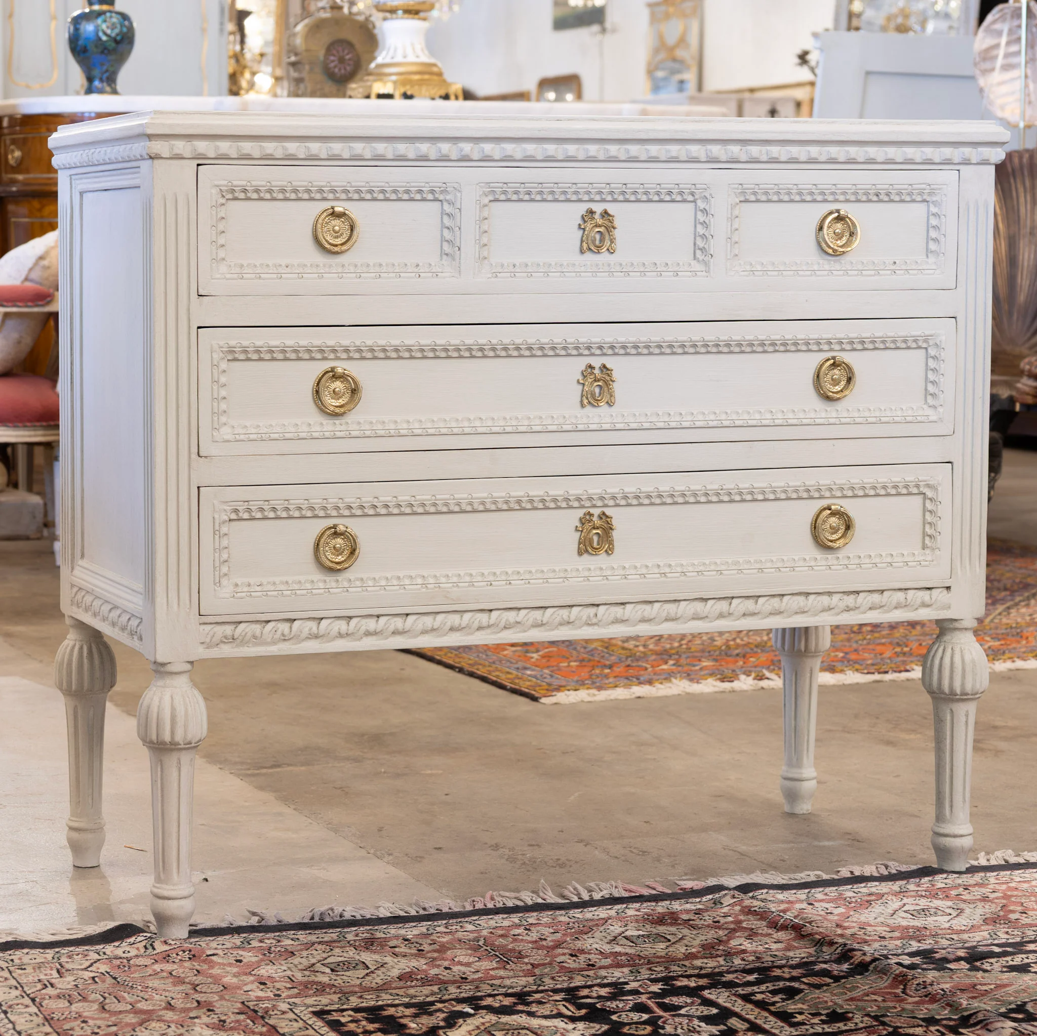 Swedish 3-Drawer Chest – Ballerina Legs in French Grey - Image 2