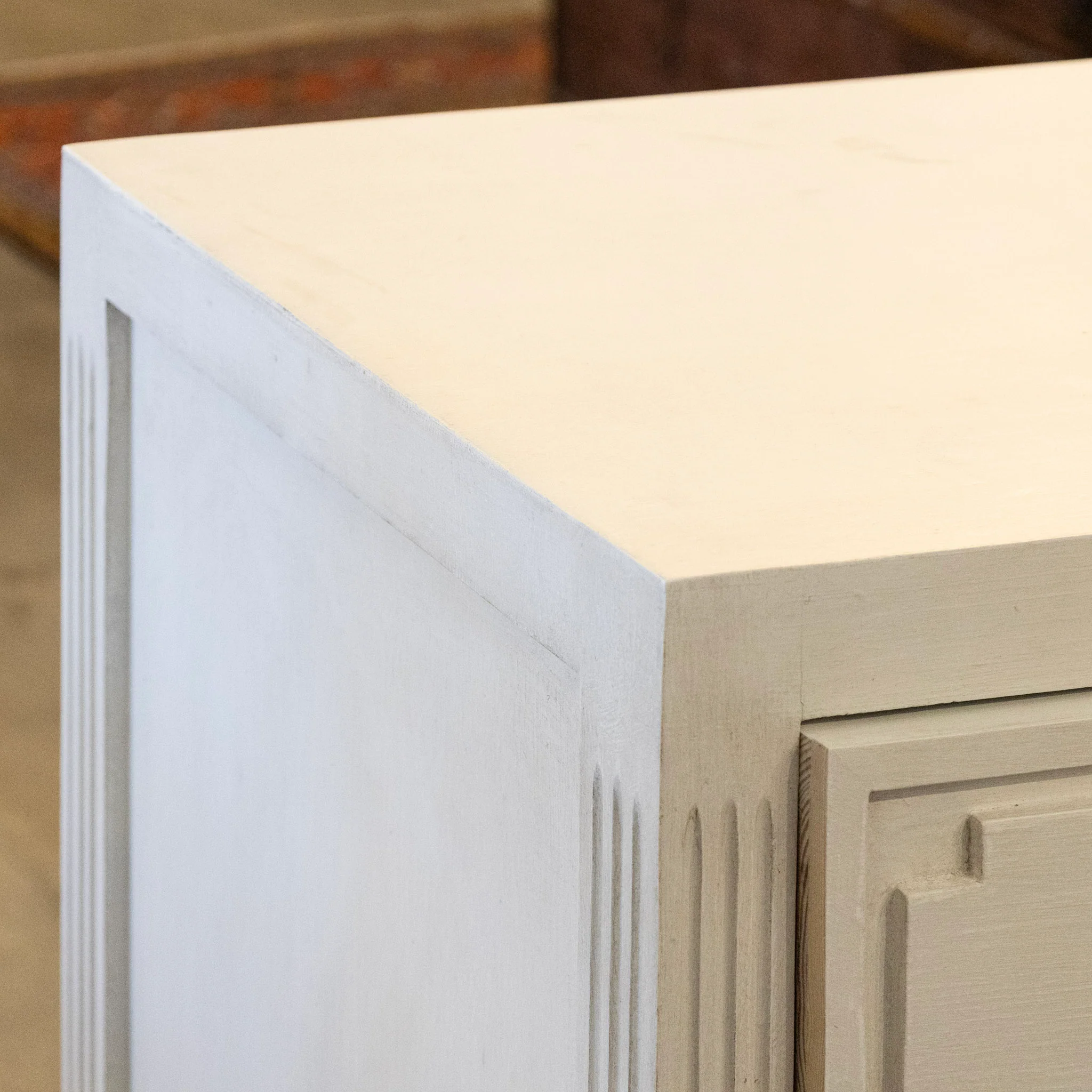 Swedish 3-Drawer Chest – Circular & Closed Block Trim in Dove White - Image 6