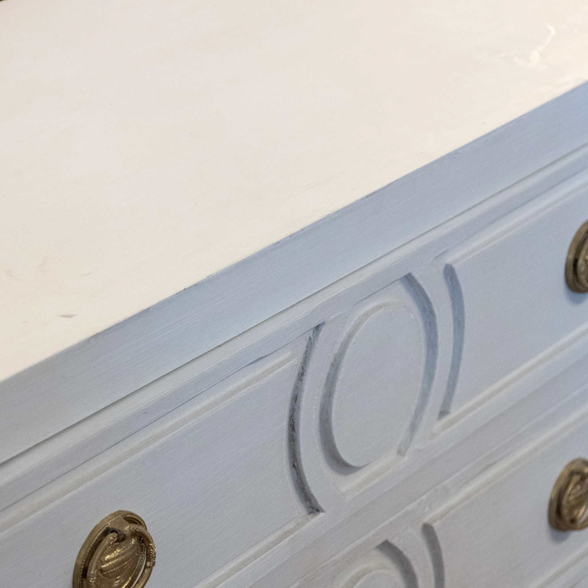 Swedish 3-Drawer Chest – Circular & Closed Block Trim in Dove White - Image 7