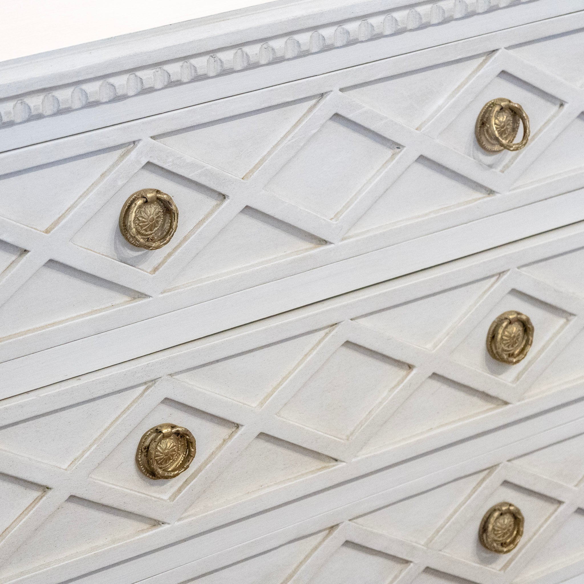 Swedish 3-Drawer Chest – Diamond Trim in Dove White - Image 5