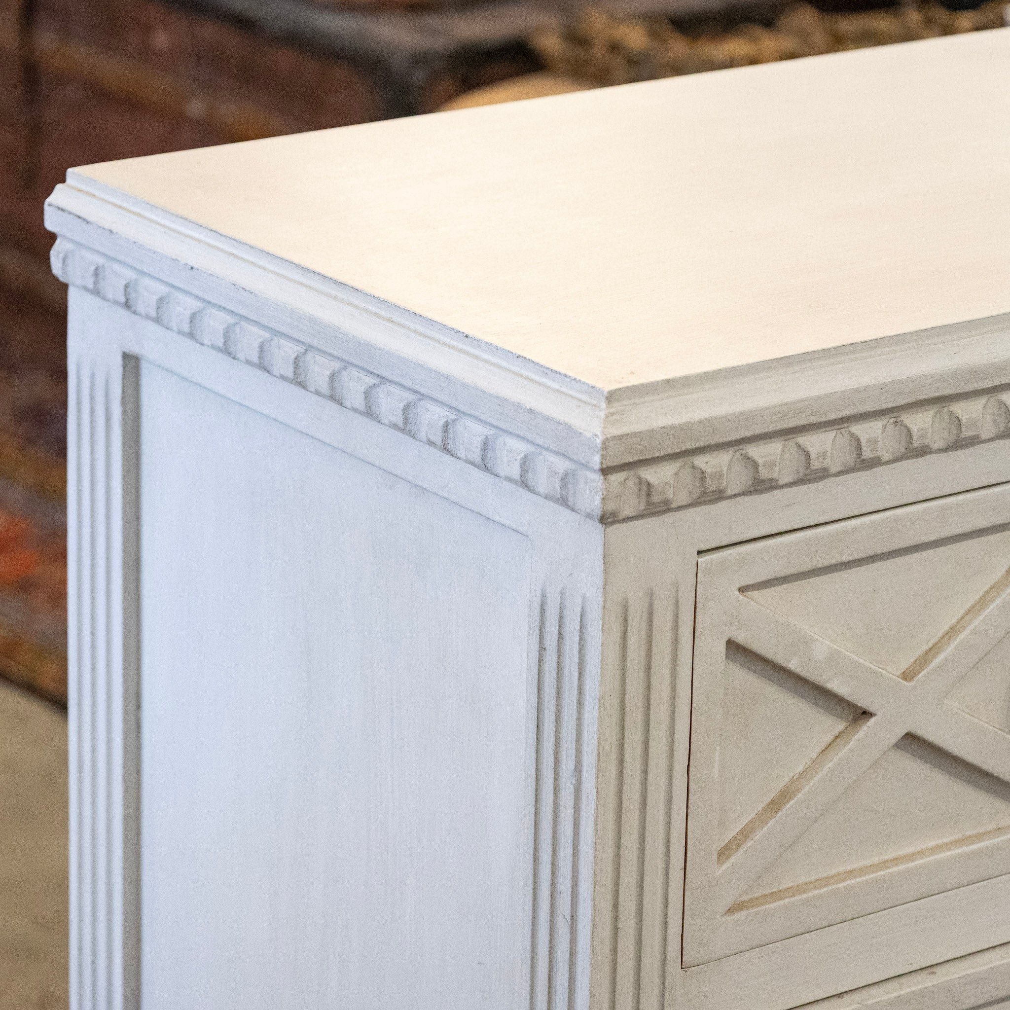 Swedish 3-Drawer Chest – Diamond Trim in Dove White - Image 9