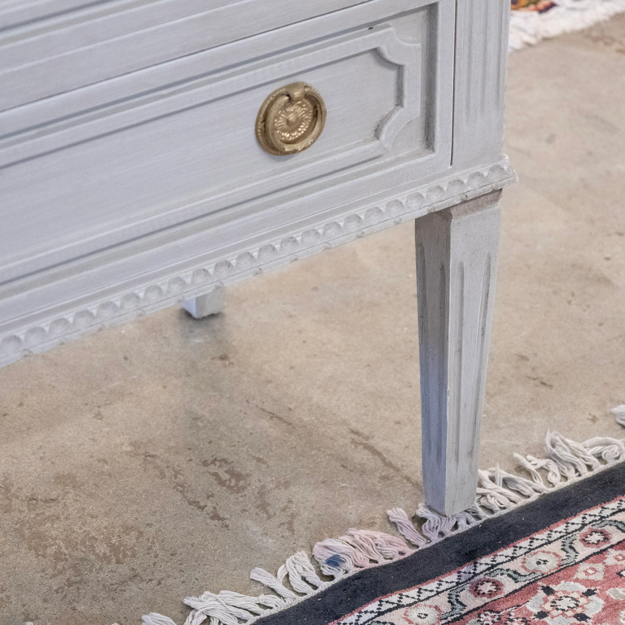 Swedish 3-Drawer Chest – Open Trim & Tall Legs in French Grey - Image 6