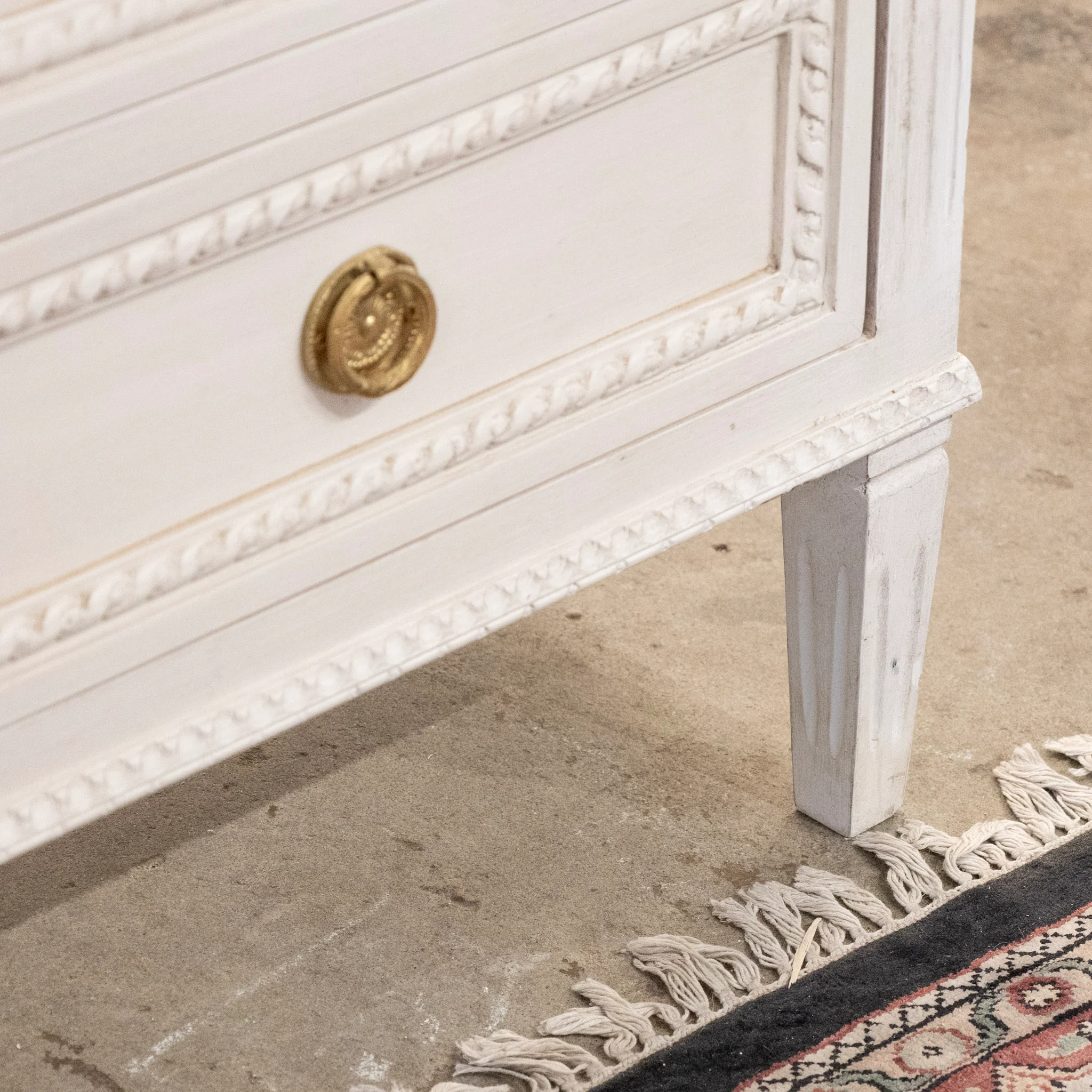 Swedish 3-Drawer Chest – Rope & Fluted Trim in Dove White - Image 8