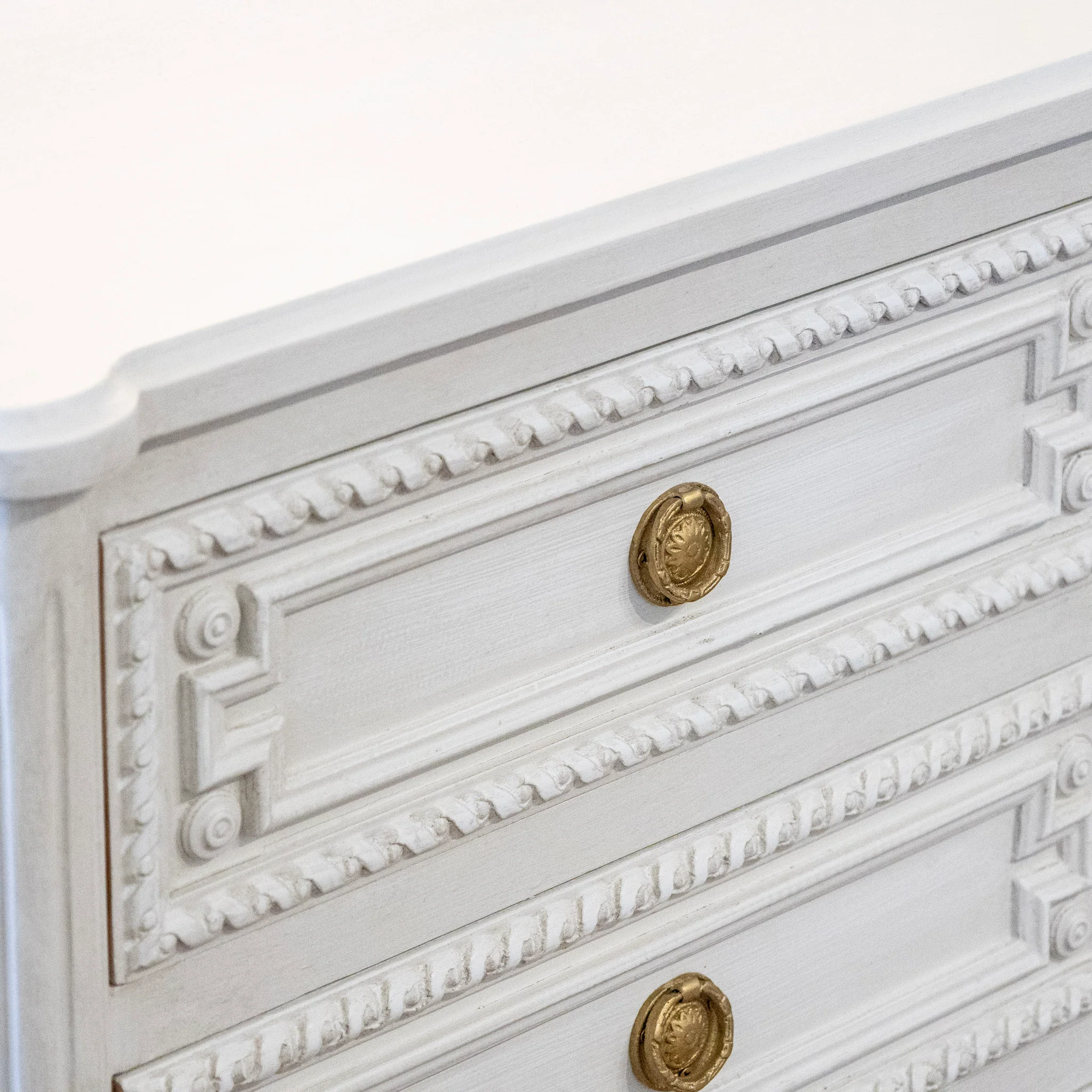 Swedish 3-Drawer Chest – Rope Trim & Ballerina Legs in Dove White - Image 5