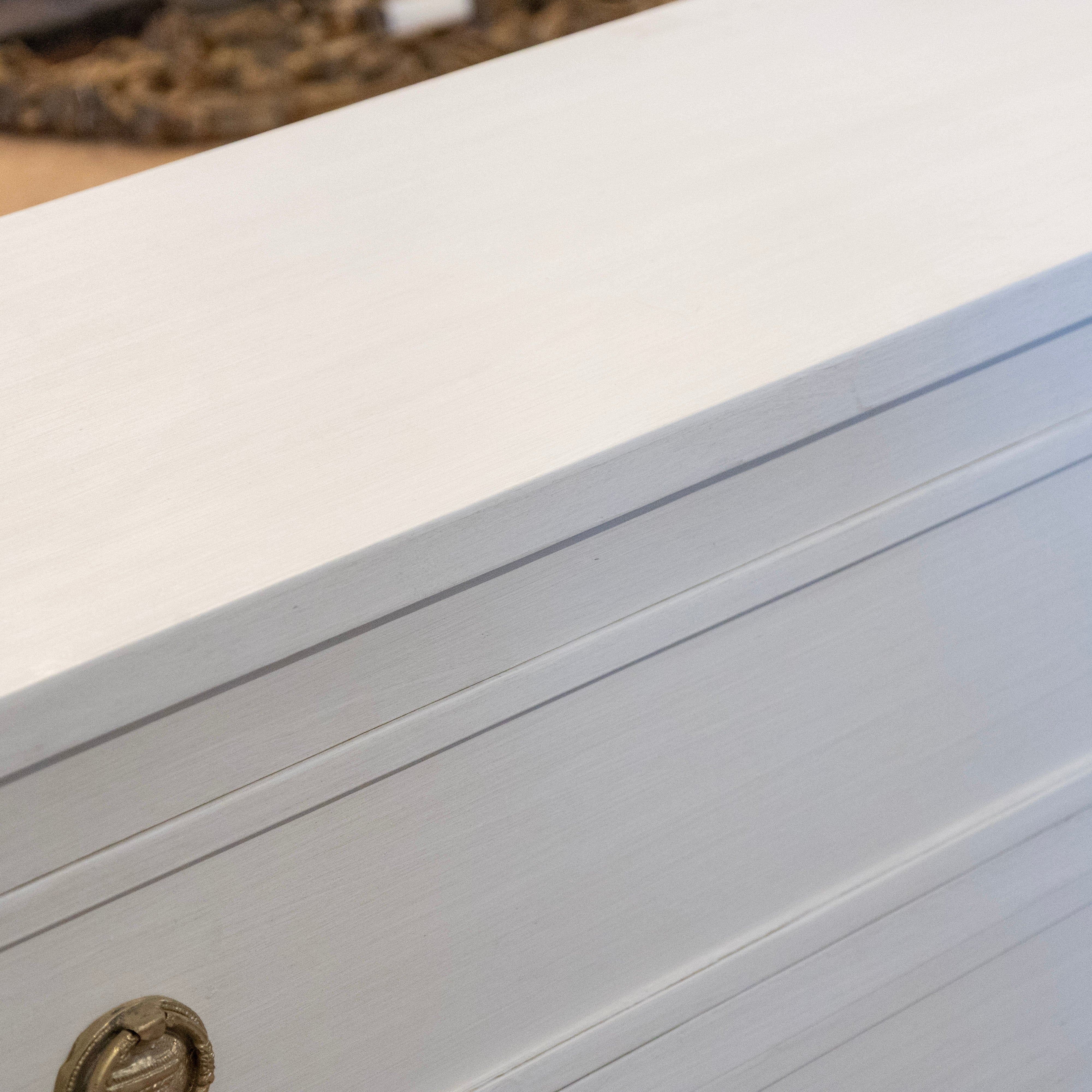 Swedish 3-Drawer Chest – Rounded Corners & Brass Pulls in Dove White - Image 5
