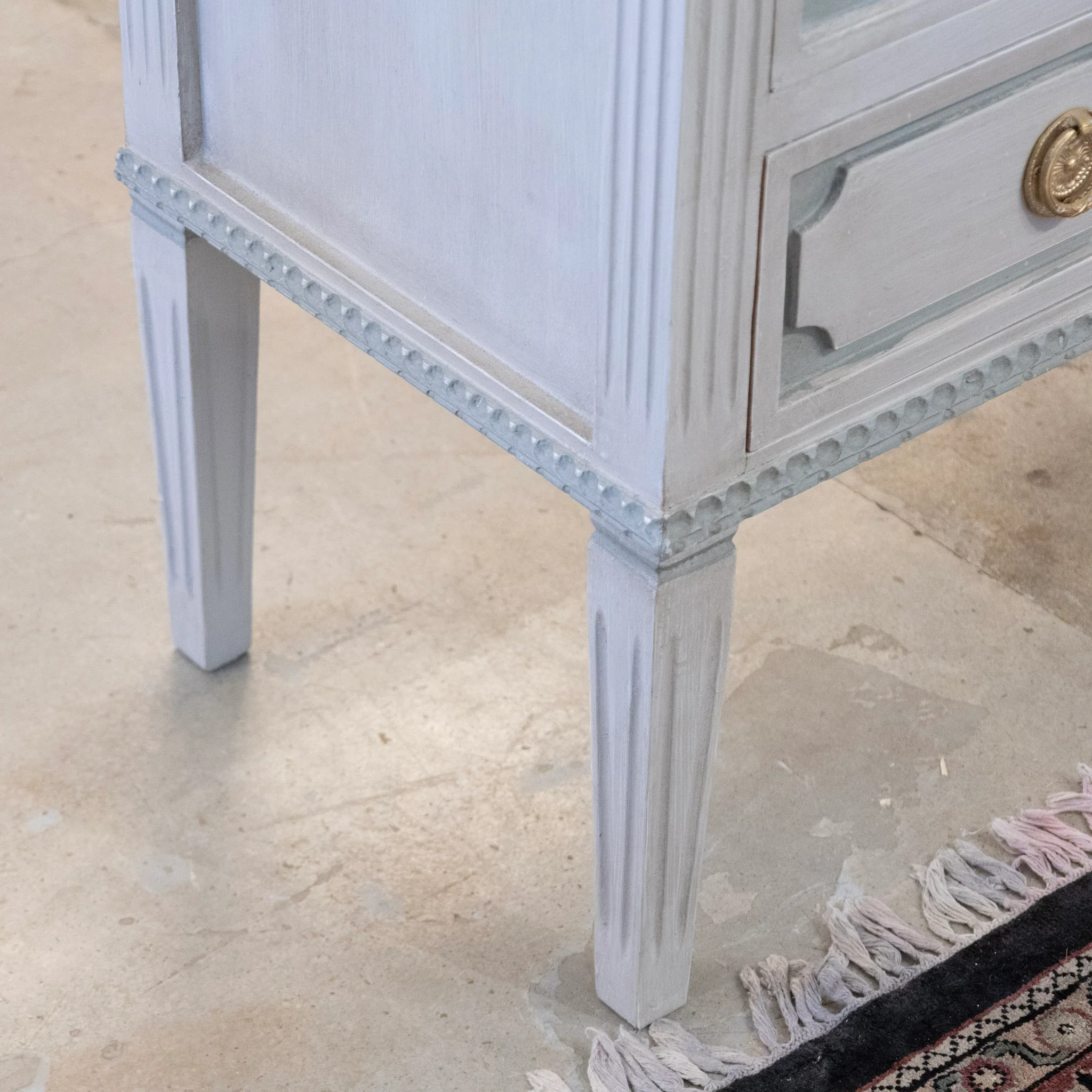 Swedish 3-Drawer Chest – Tall Legs with Fluted Trim in Blue & Grey - Image 8