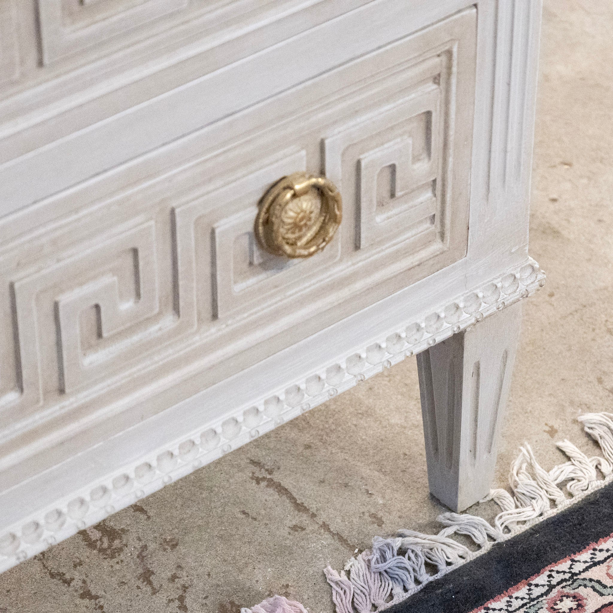 Swedish 3-Drawer Chest – Greek Key Trim in French Grey - Image 7