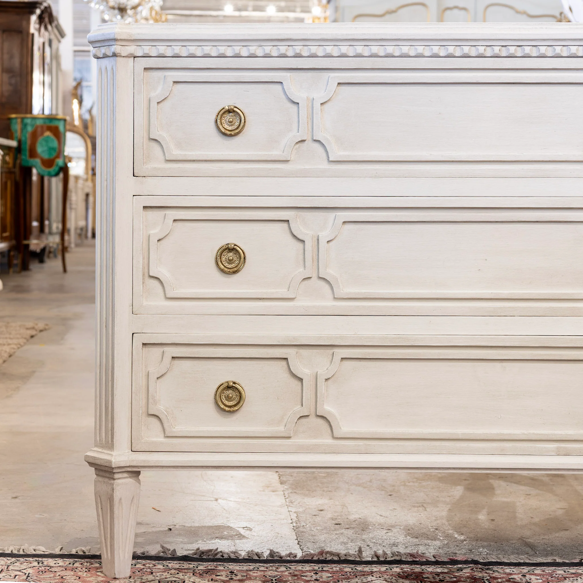 Swedish 3-Drawer Chest – Canted Corners in Antique White - Image 4