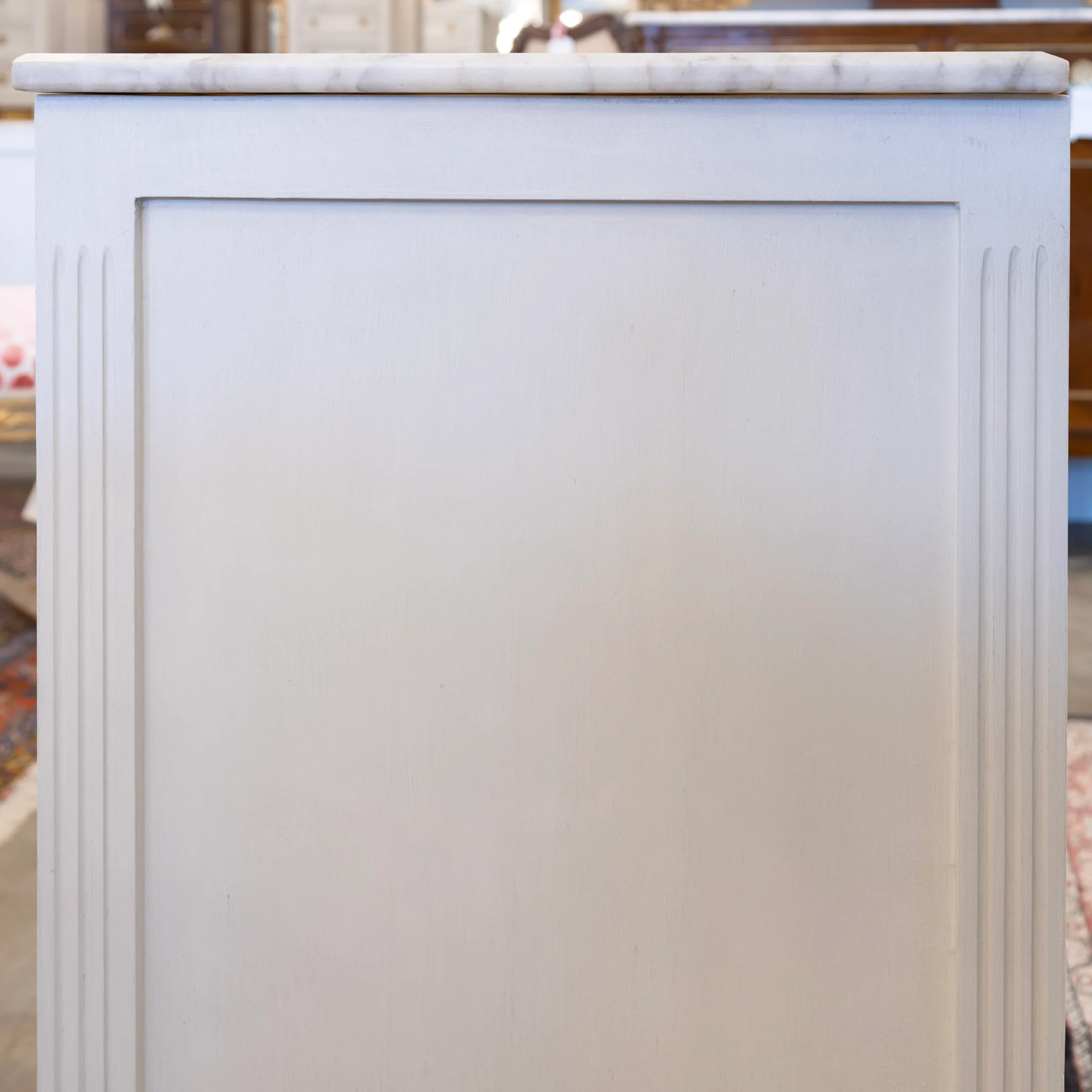 Swedish 3-Drawer Nightstand – Reeded Drawers & Marble Top in Dove White - Image 6