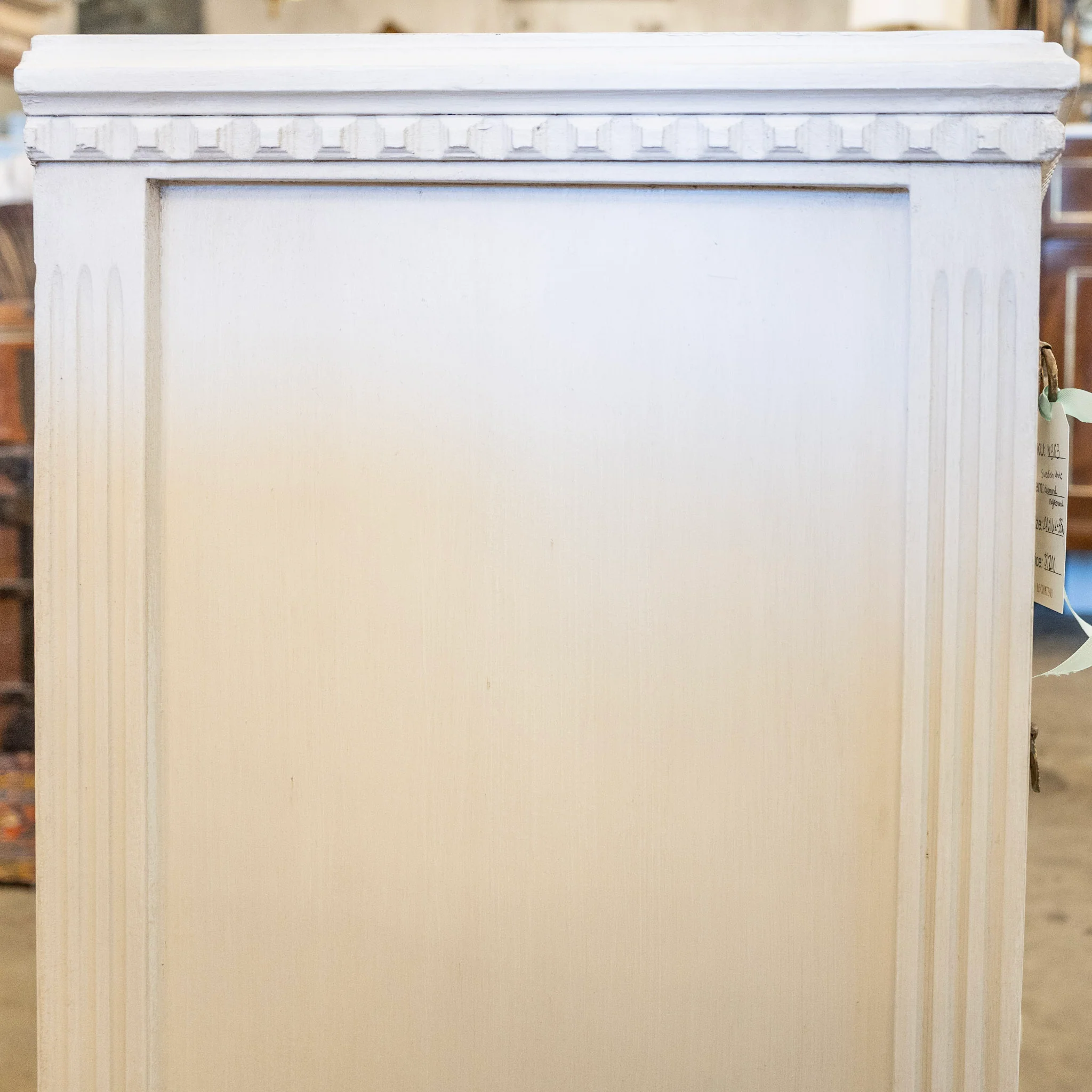 Swedish 3-Drawer Nightstand – Diamond Trim & Fluted Ballerina Legs in White - Image 4