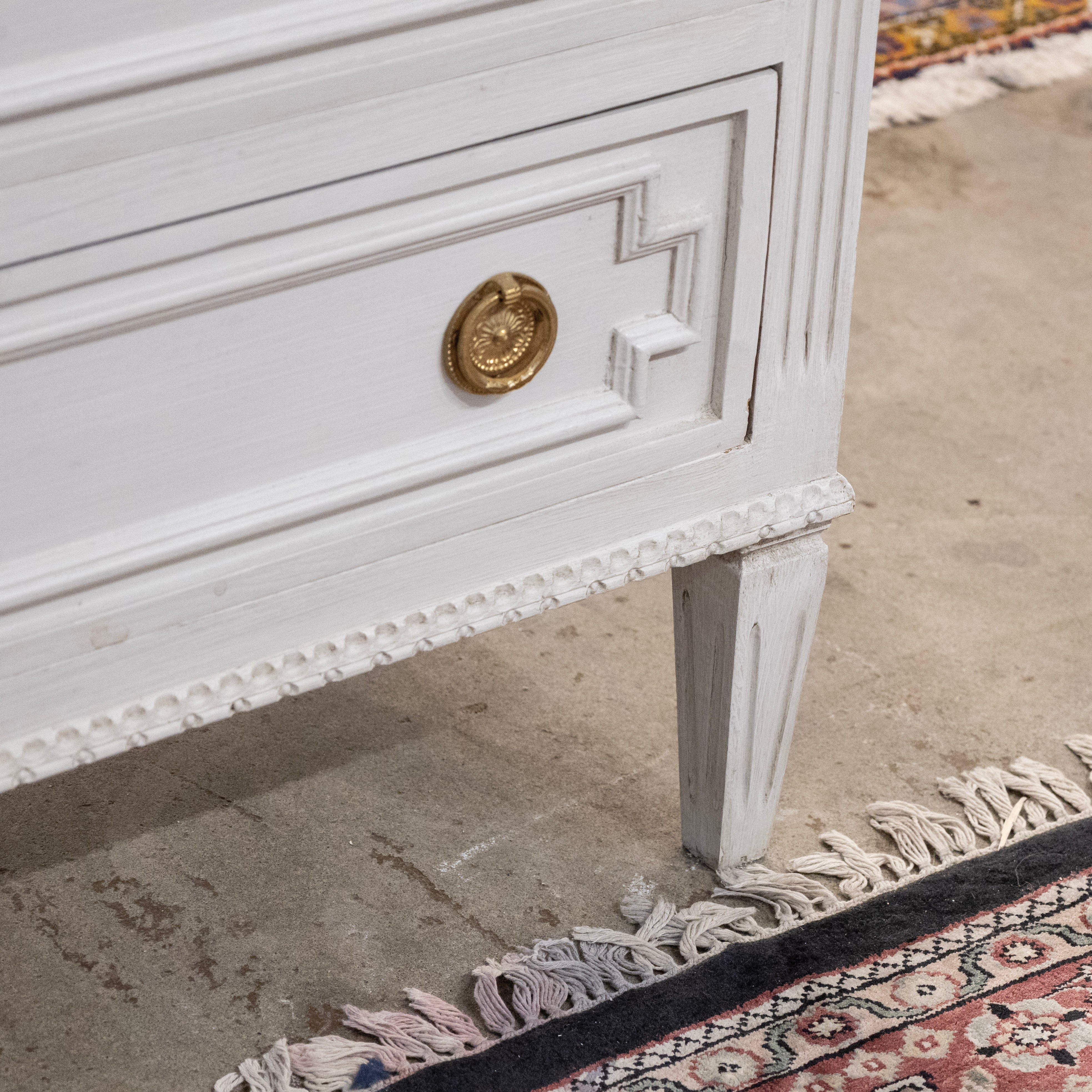 Swedish 3-Drawer Nightstand – Open Block Drawers & Fluted Trim in White - Image 7
