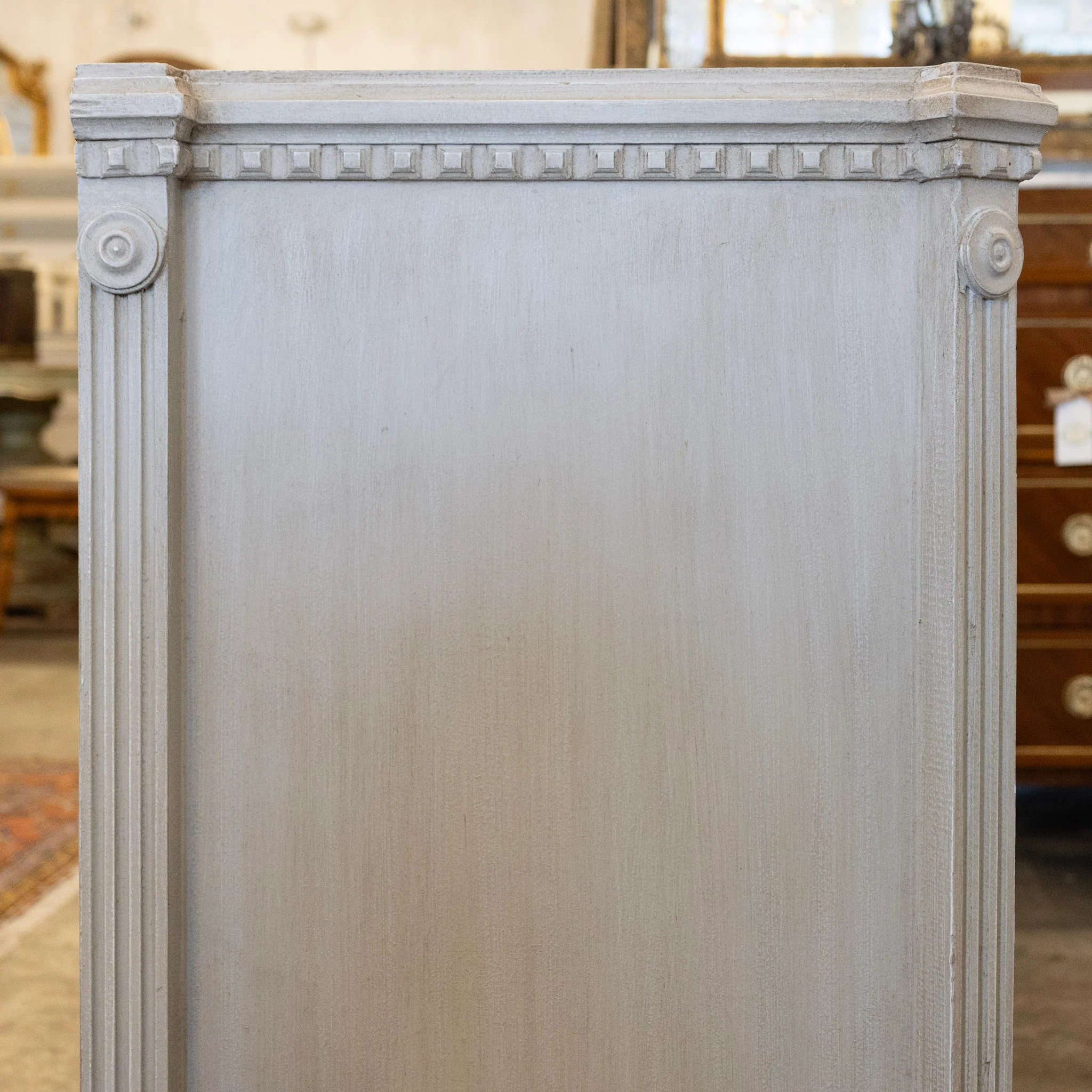 Swedish 3-Drawer Nightstand – Open Diamond Trim in Distressed Grey - Image 8