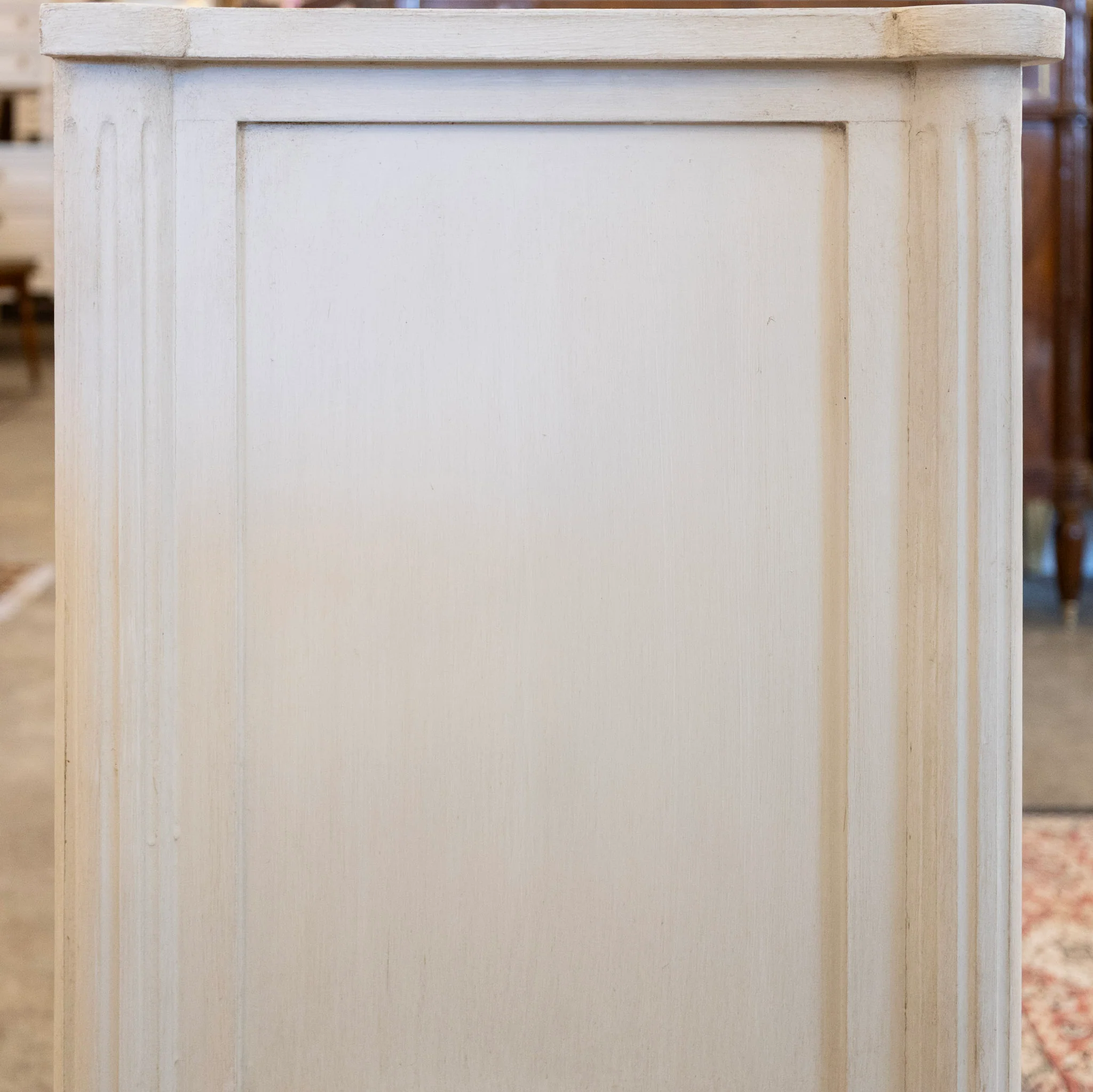 Swedish 3-Drawer Nightstand – Reeded Drawers & Tall Rounded Legs in White - Image 4