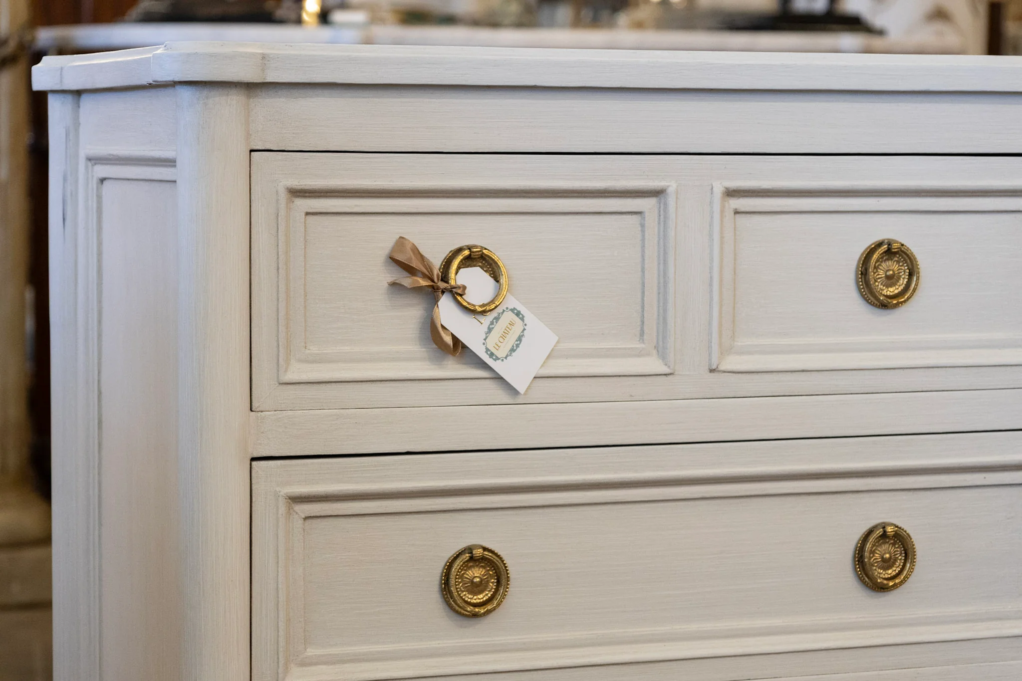 Swedish 3 Drawer Nightstand with Rounded Corners in White - Image 5