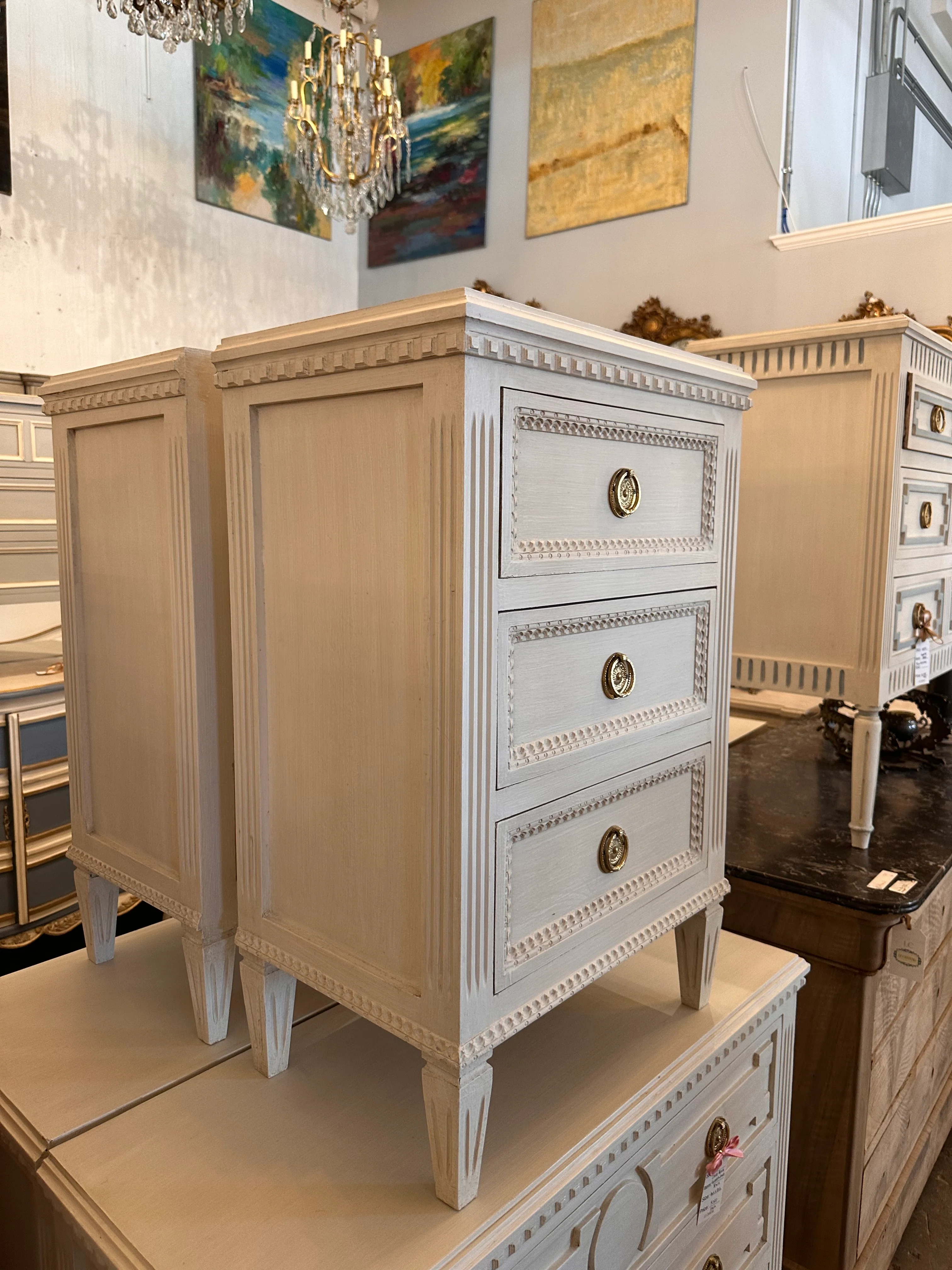 Swedish Beaded Front Small Nightstand - Image 2