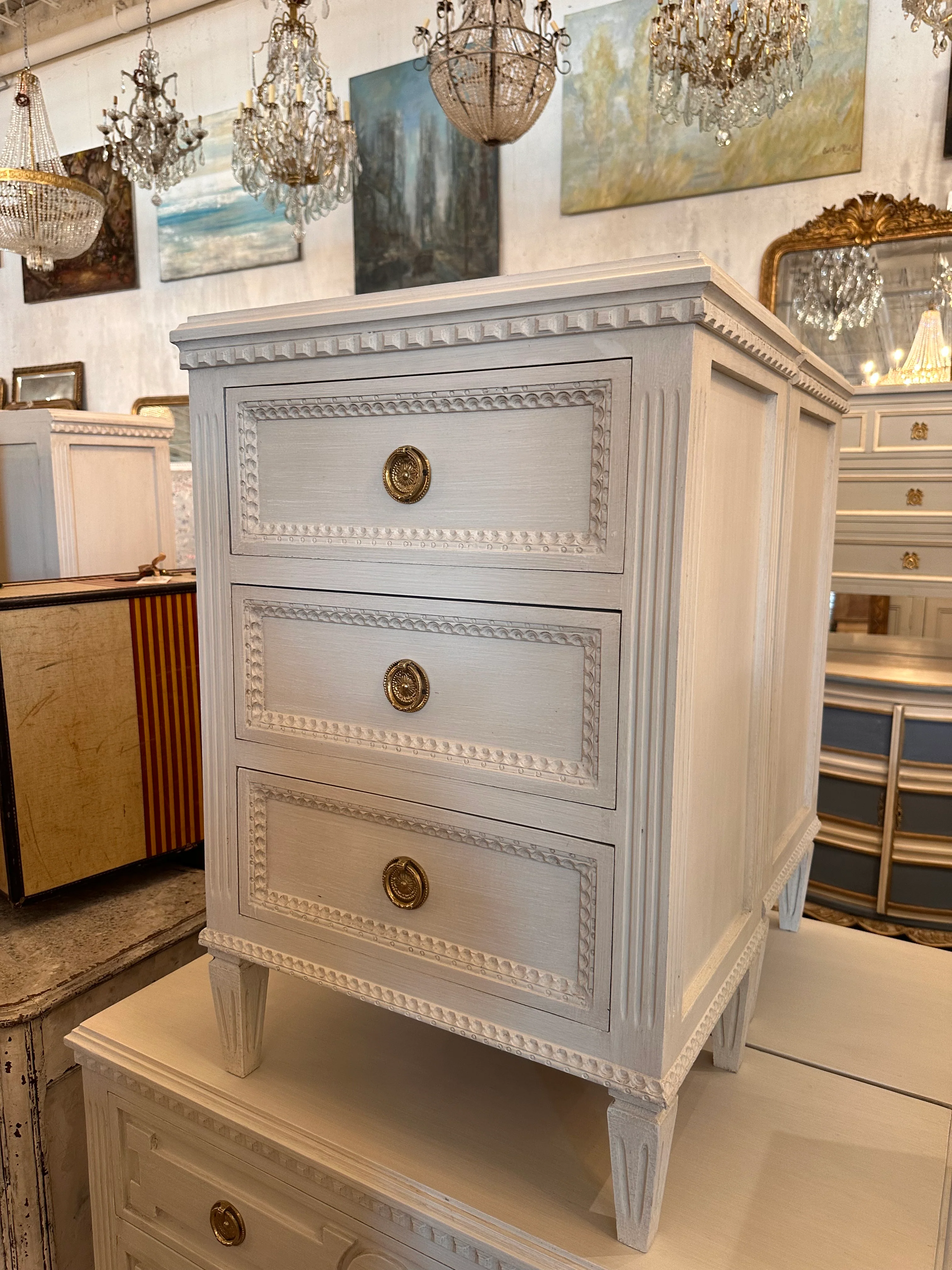 Swedish Beaded Front Small Nightstand - Image 3