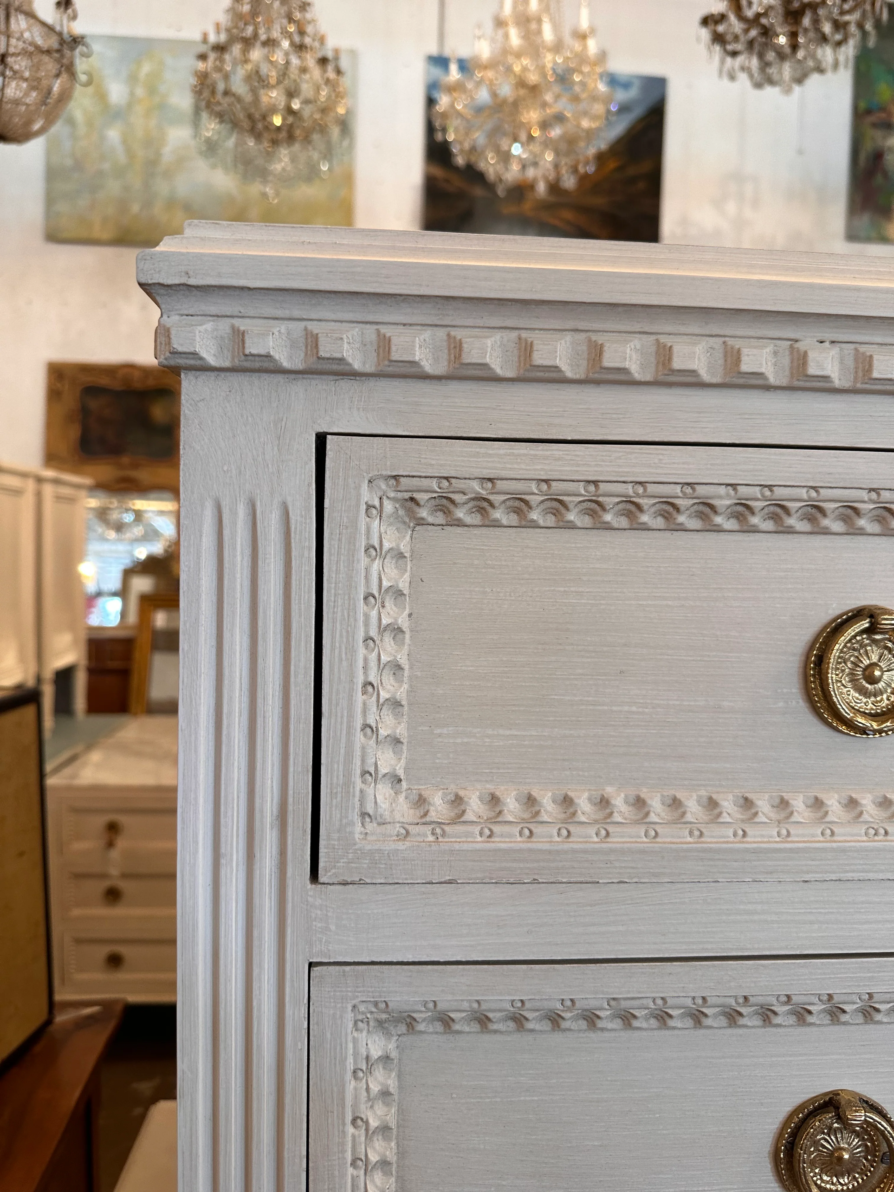 Swedish Beaded Front Small Nightstand - Image 4