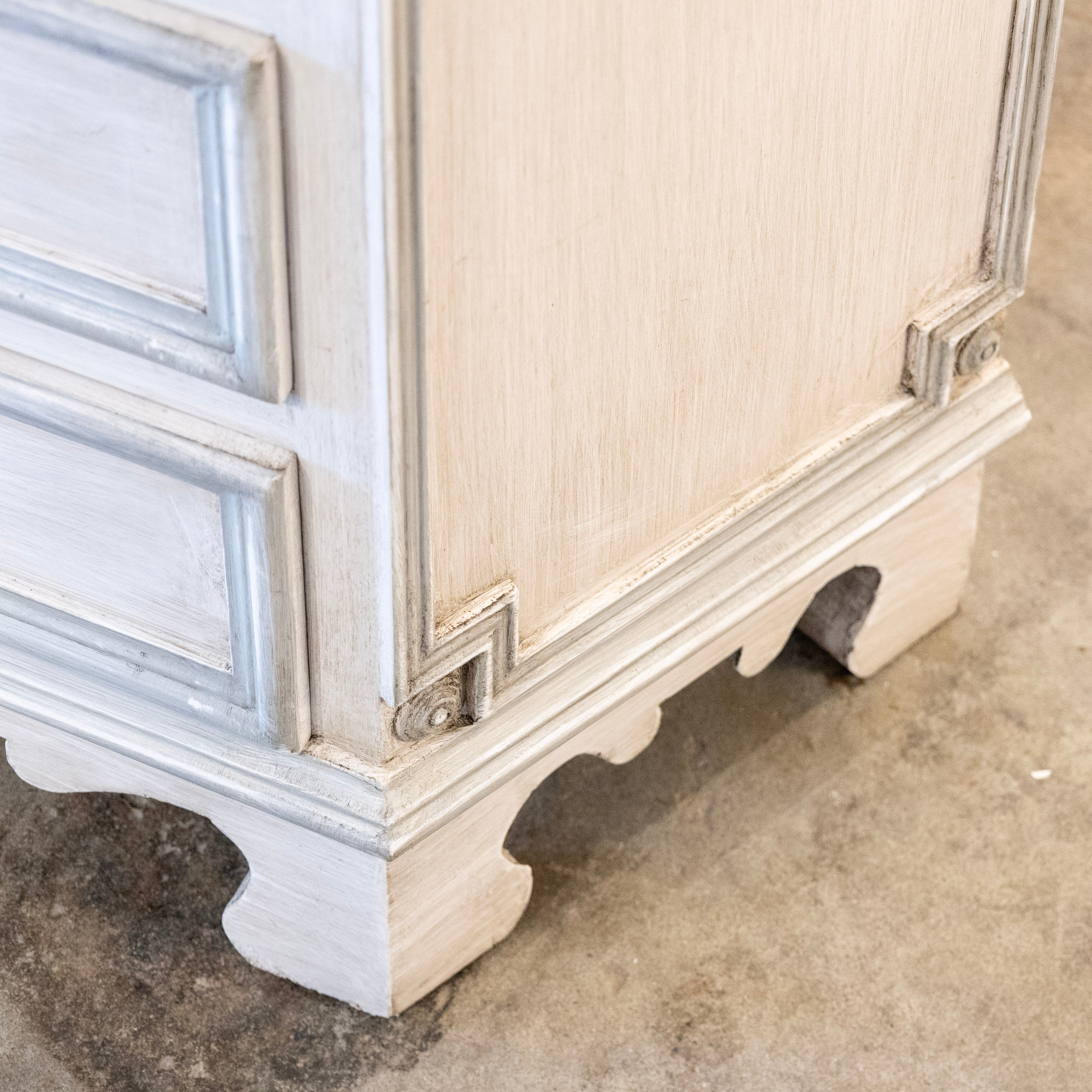 Swedish Carved 10-Drawer Sideboard – Blue Trim in Antique White - Image 10