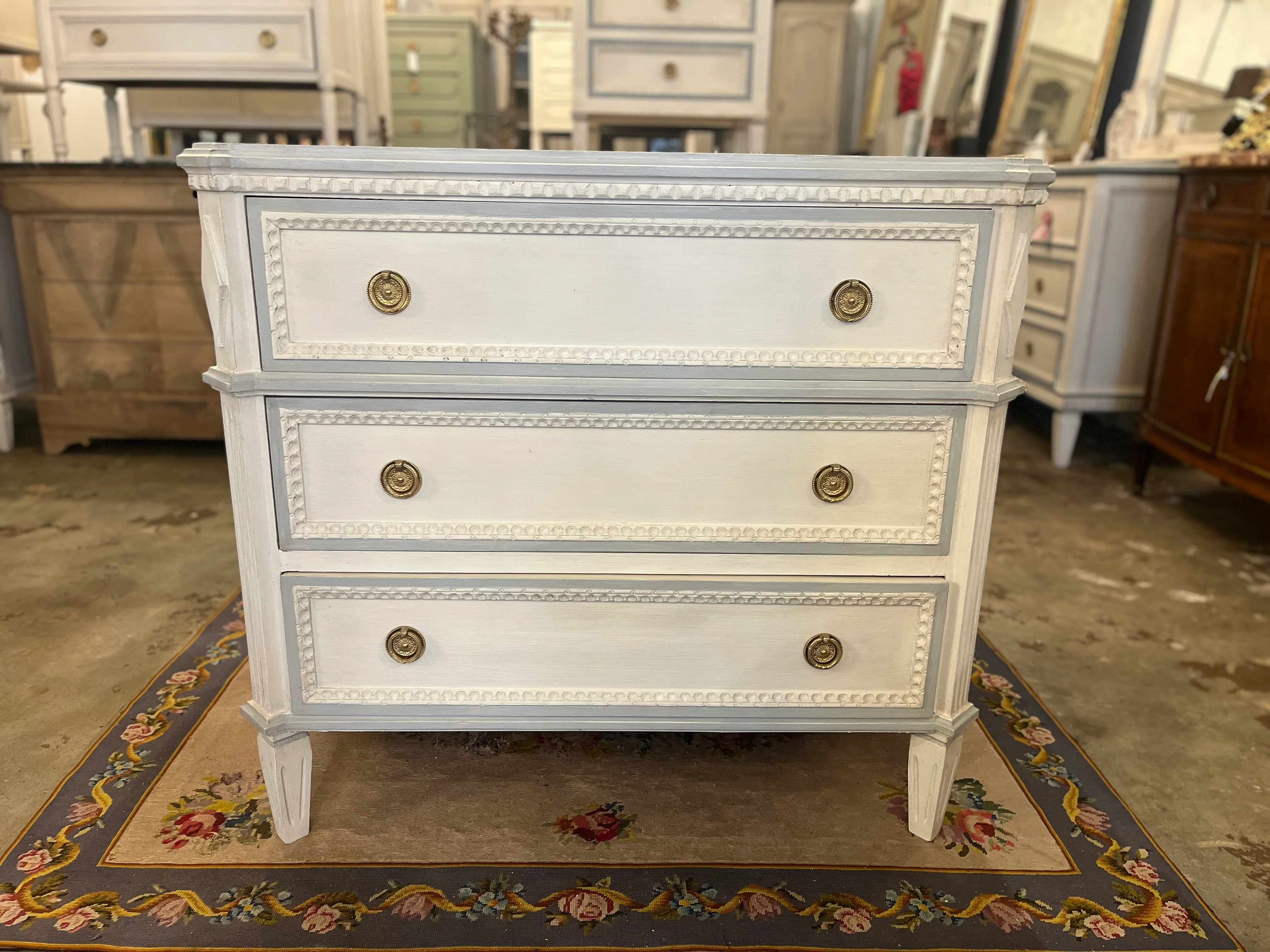 Swedish Chest with Canted Corner and Beaded Trim