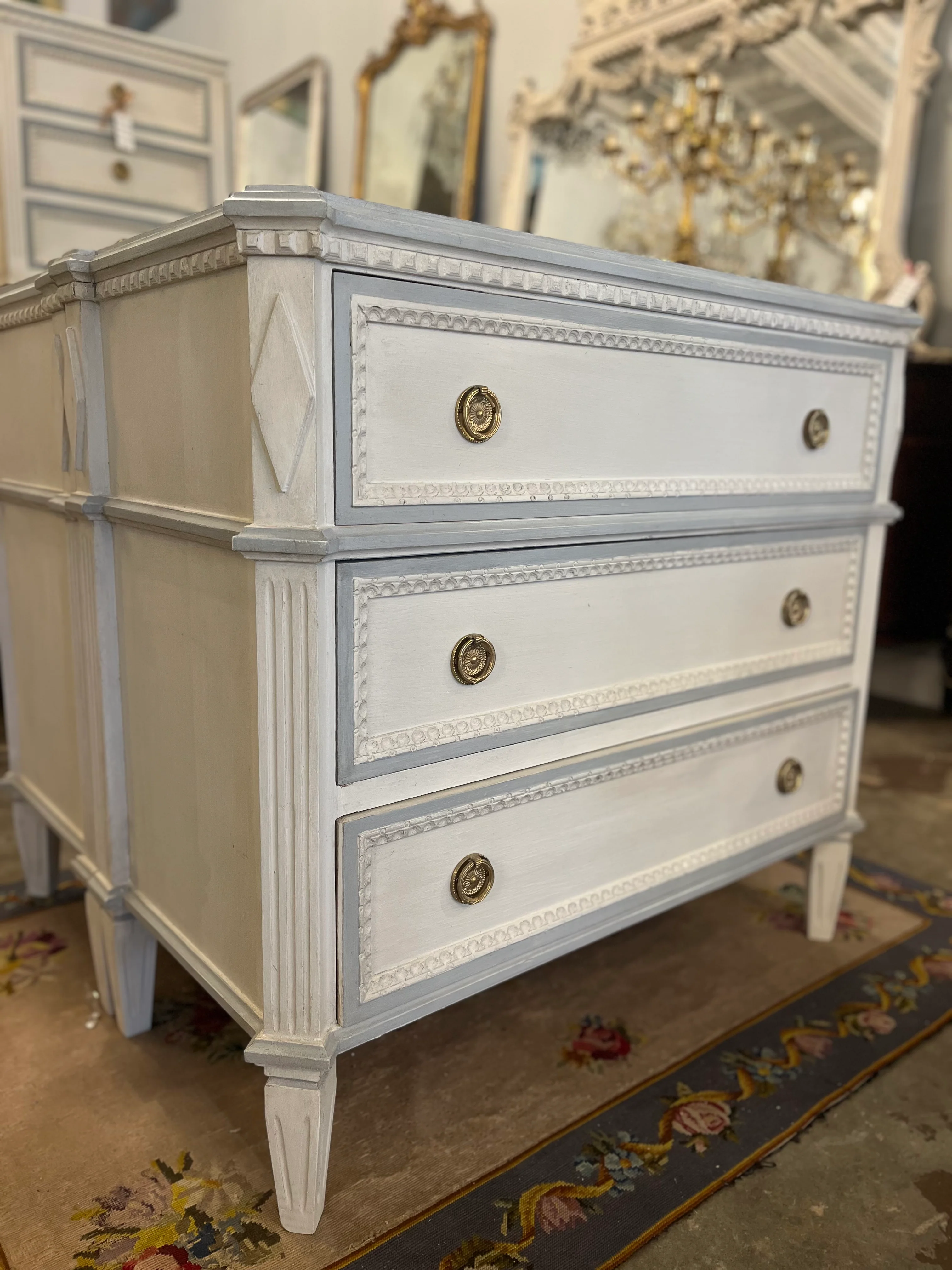 Swedish Chest with Canted Corner and Beaded Trim - Image 2