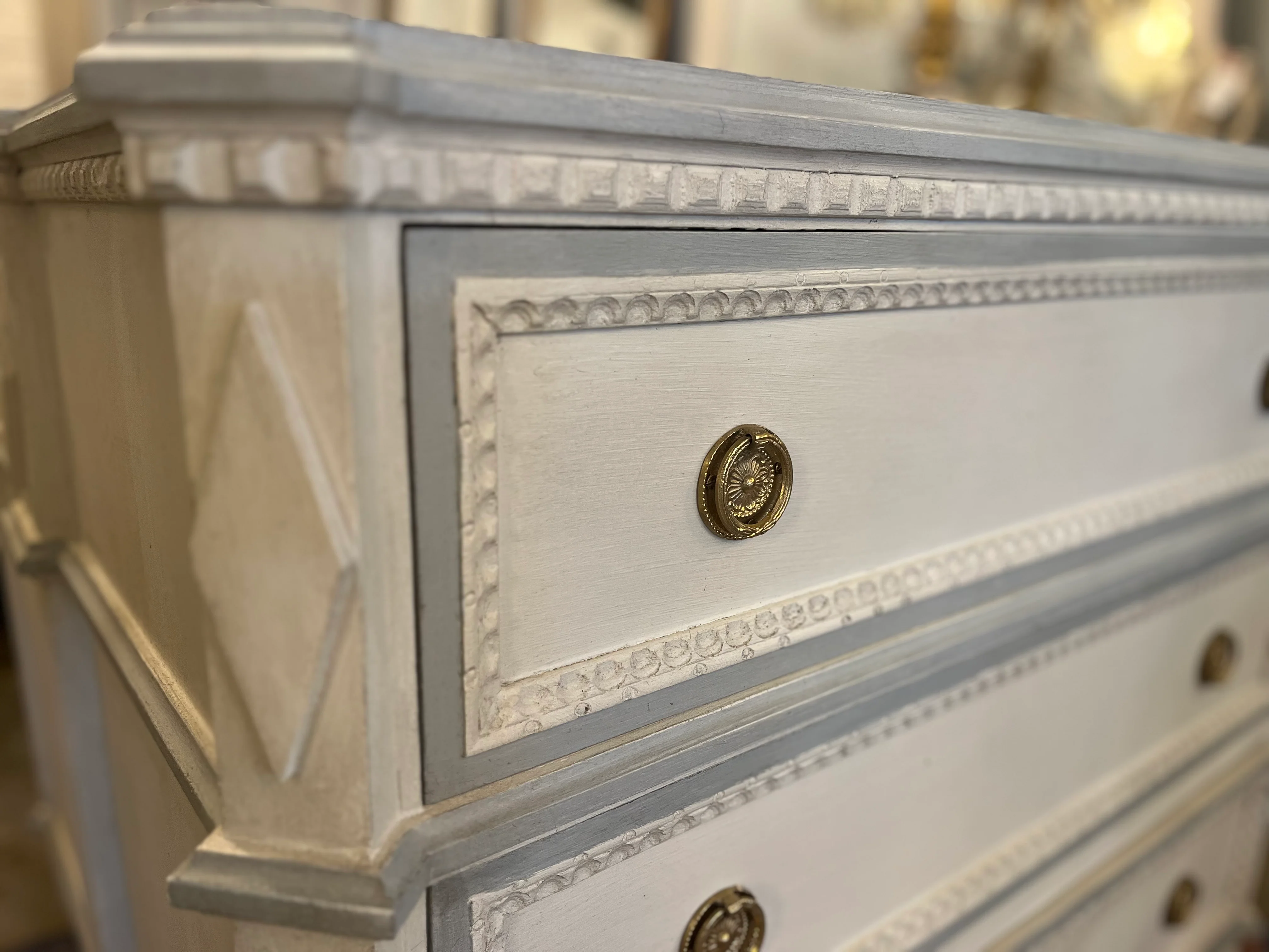 Swedish Chest with Canted Corner and Beaded Trim - Image 4