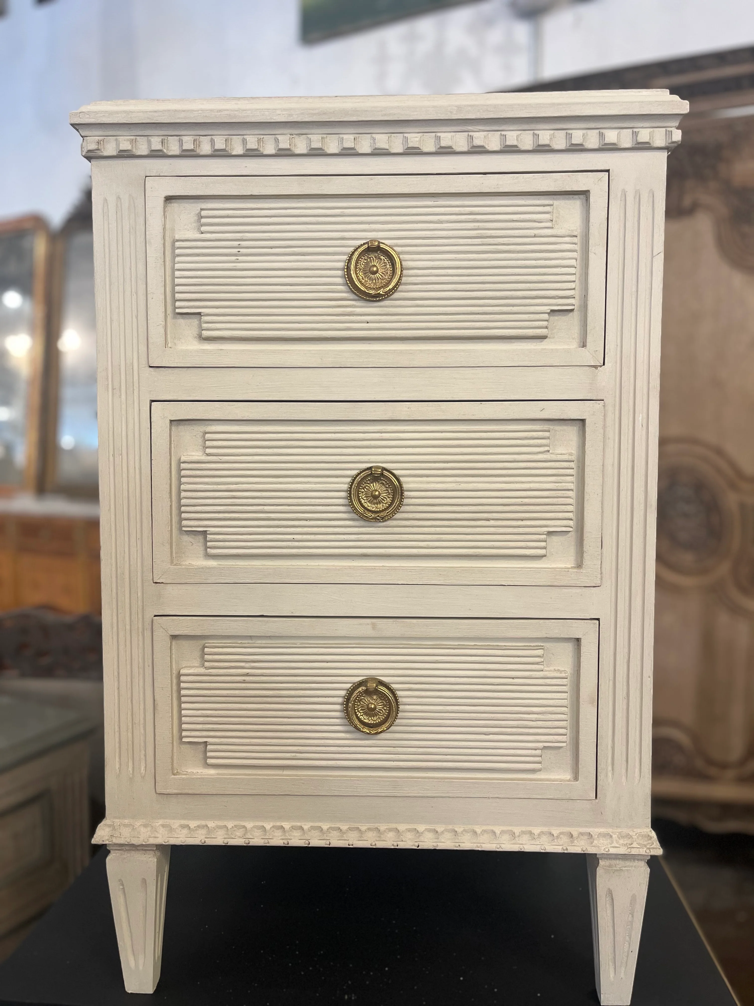 Swedish Nightstand with Reeded Detailing