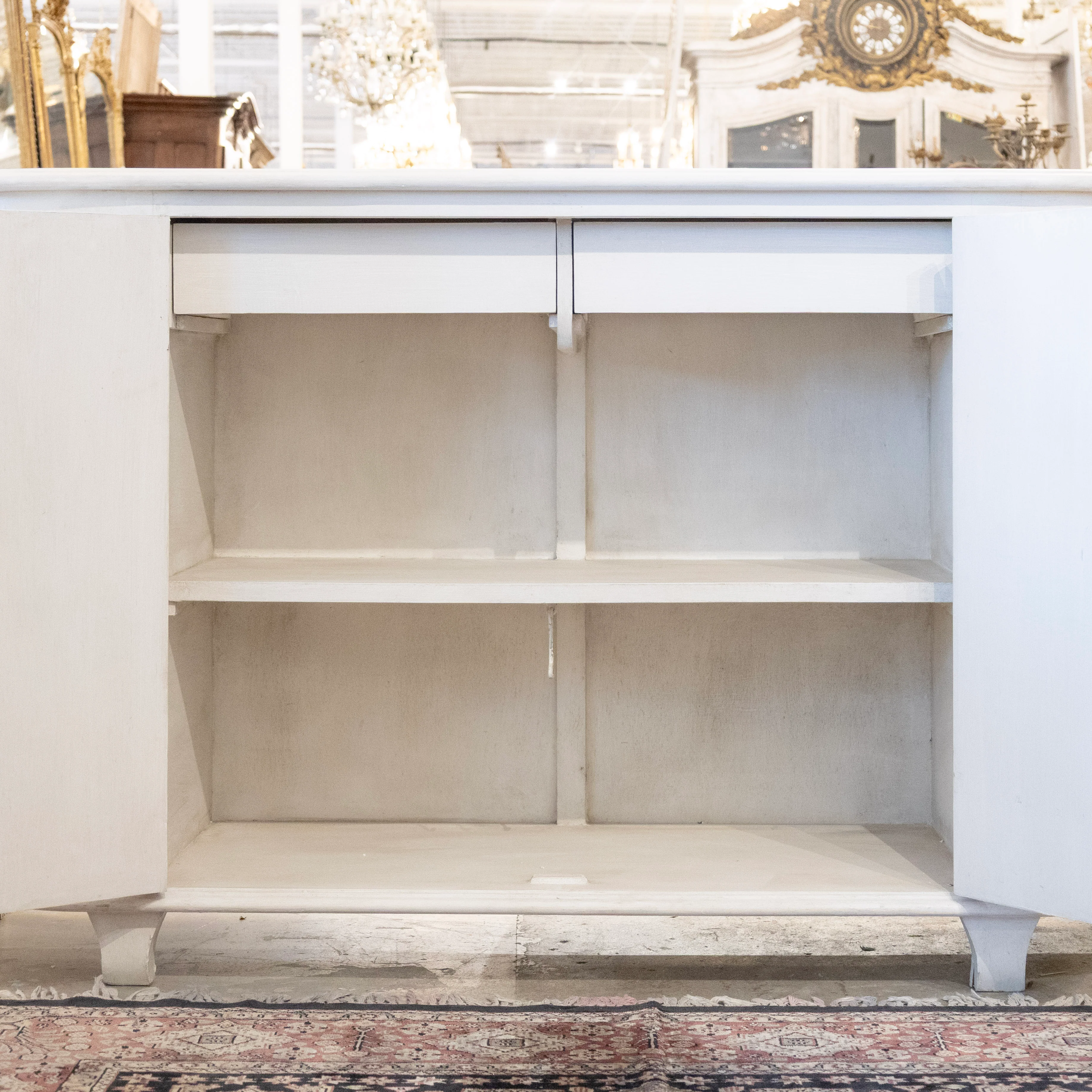 Swedish Demilune Sideboard –  Diamond Reeded Doors in Antique White - Image 5