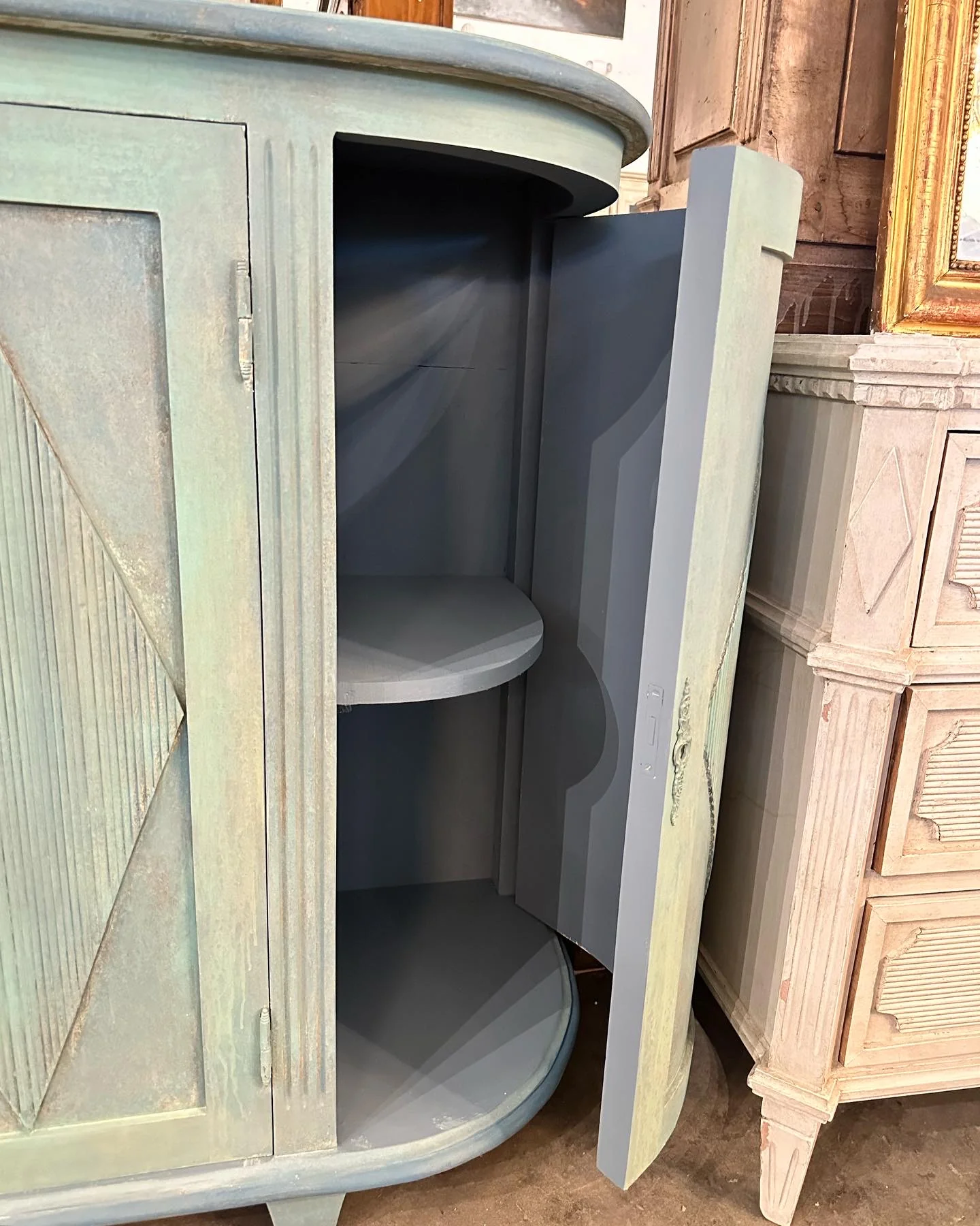 Swedish Demilune Sideboard in Textured Aqua Finish - Image 4