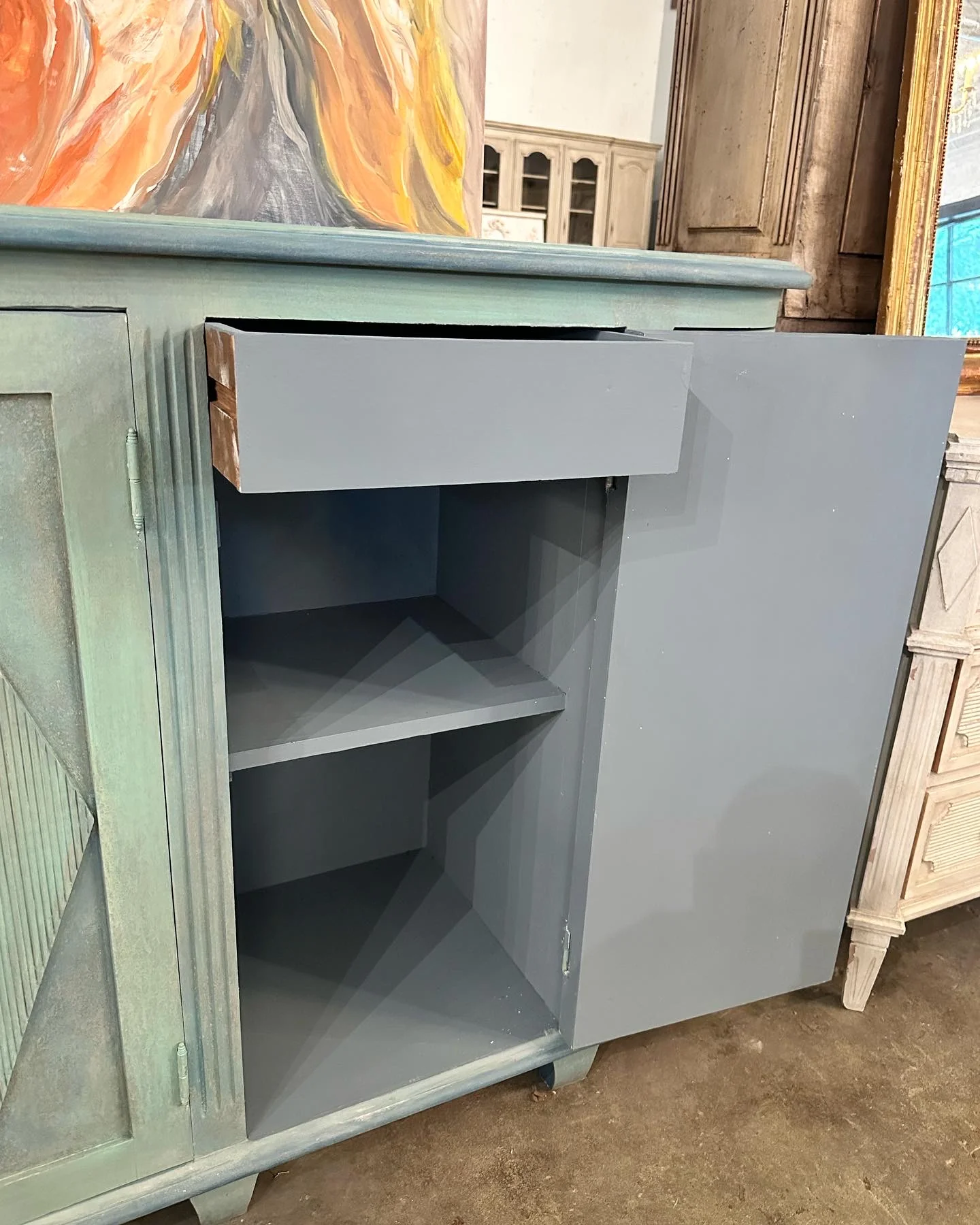 Swedish Demilune Sideboard in Textured Aqua Finish - Image 5