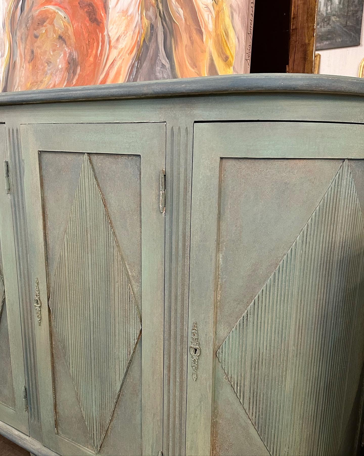 Swedish Demilune Sideboard in Textured Aqua Finish - Image 6