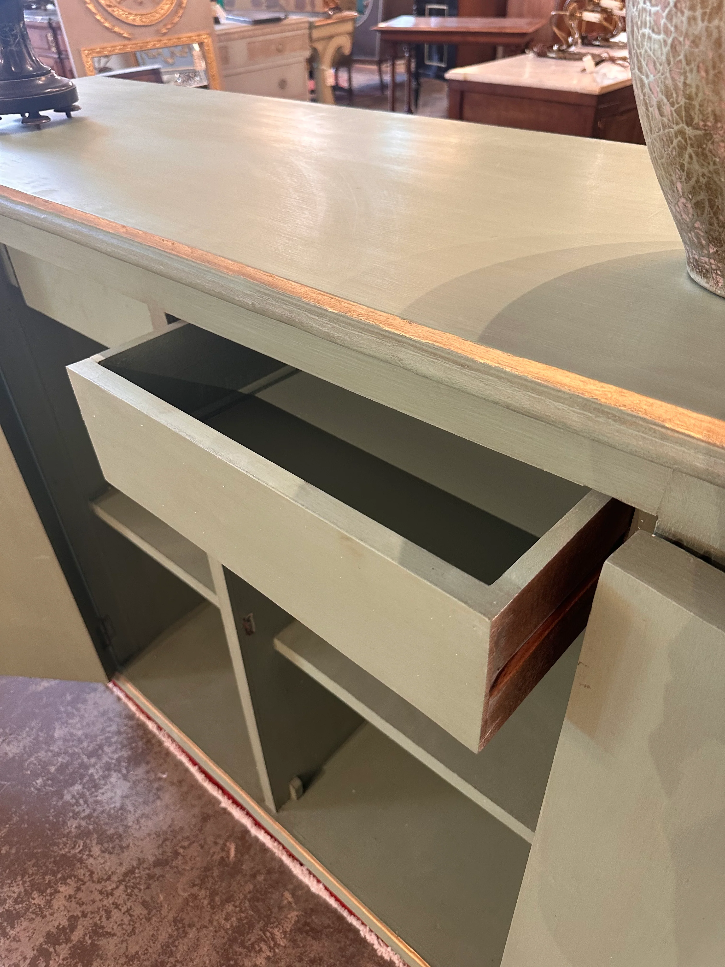 Swedish Diamond Demilune Sideboard in Green with Gold - Image 5
