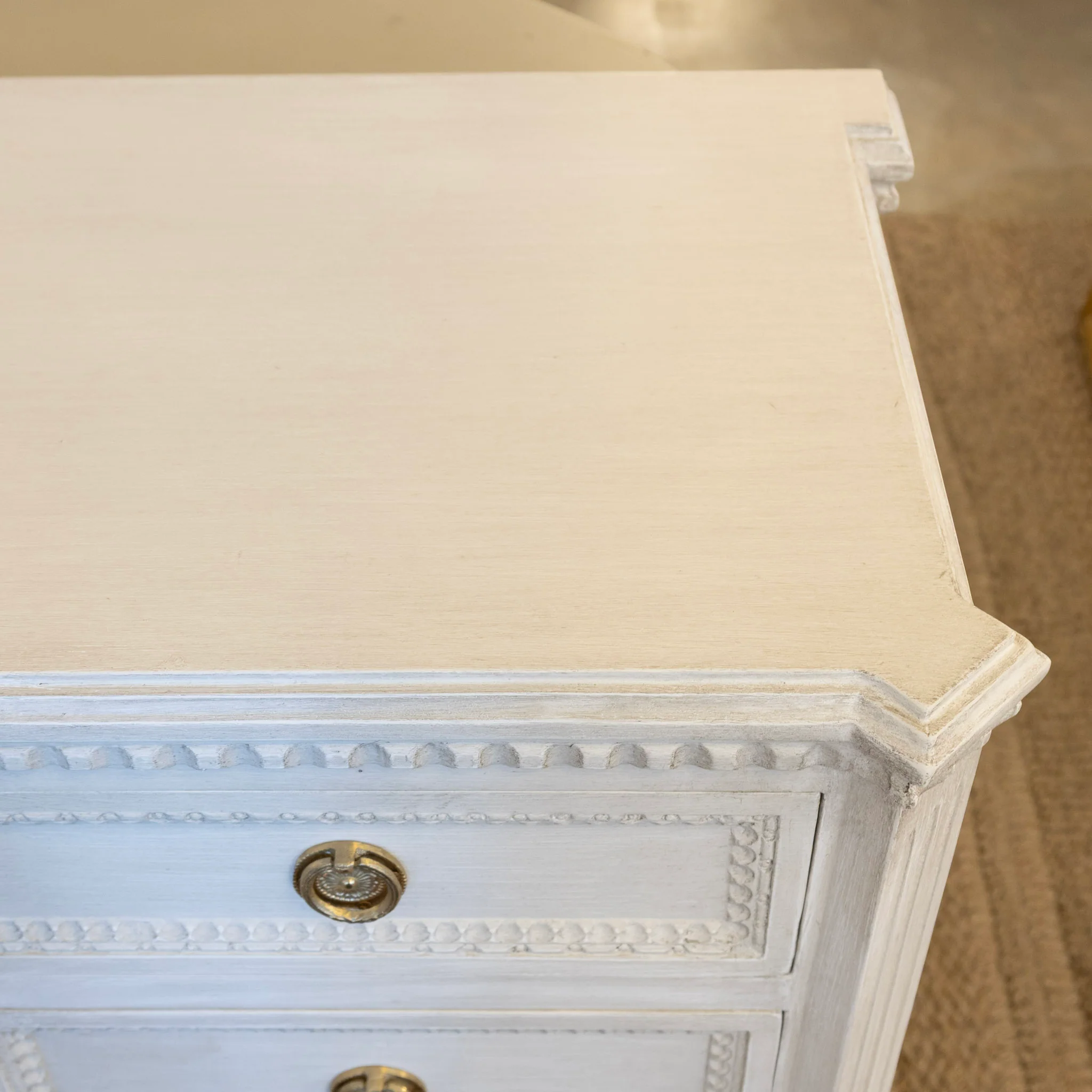 Swedish Diamond Front Buffet – Reeded Trim in Antique White - Image 8
