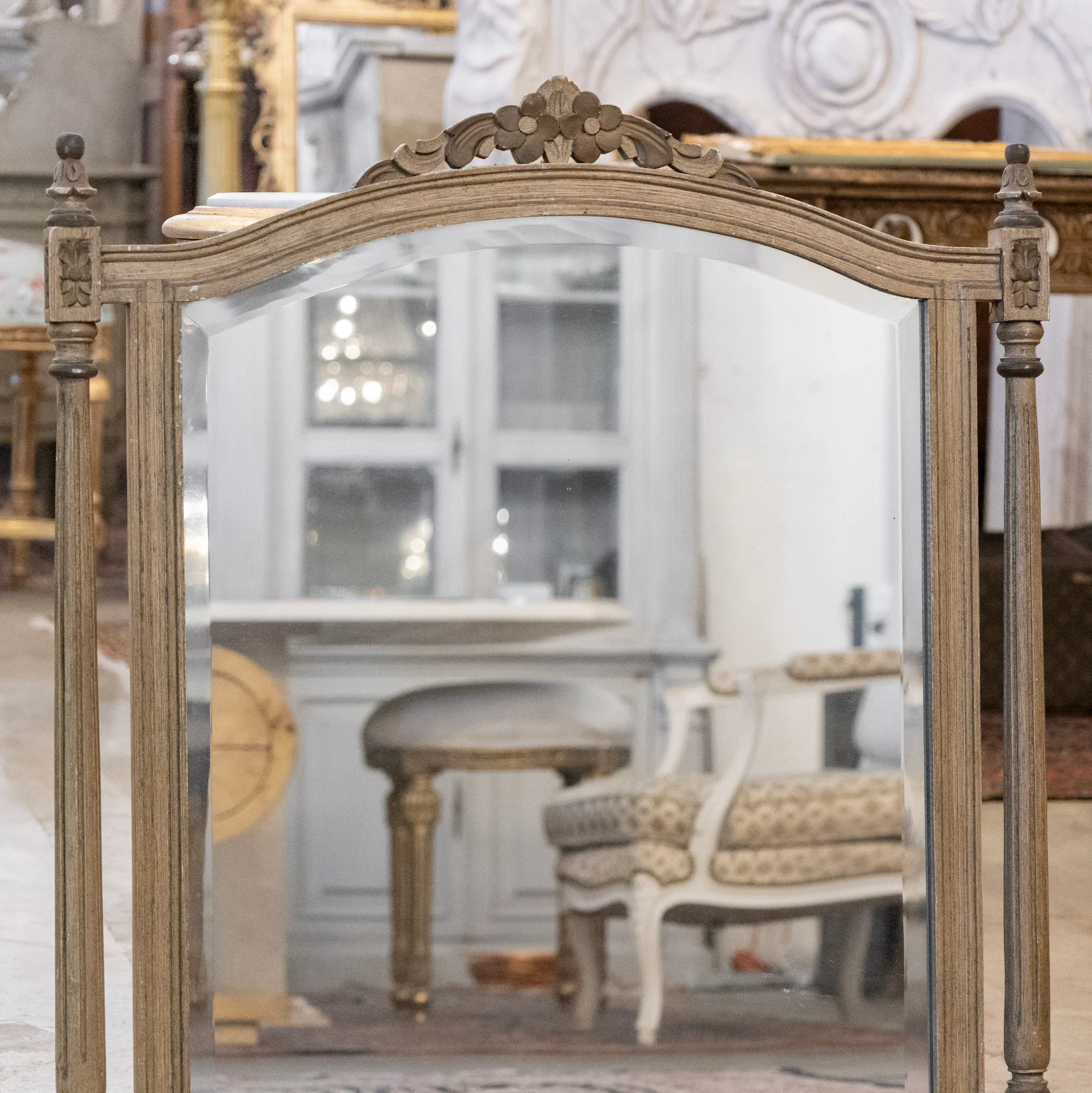 Swedish Mirror with Floral Carvings - Image 2