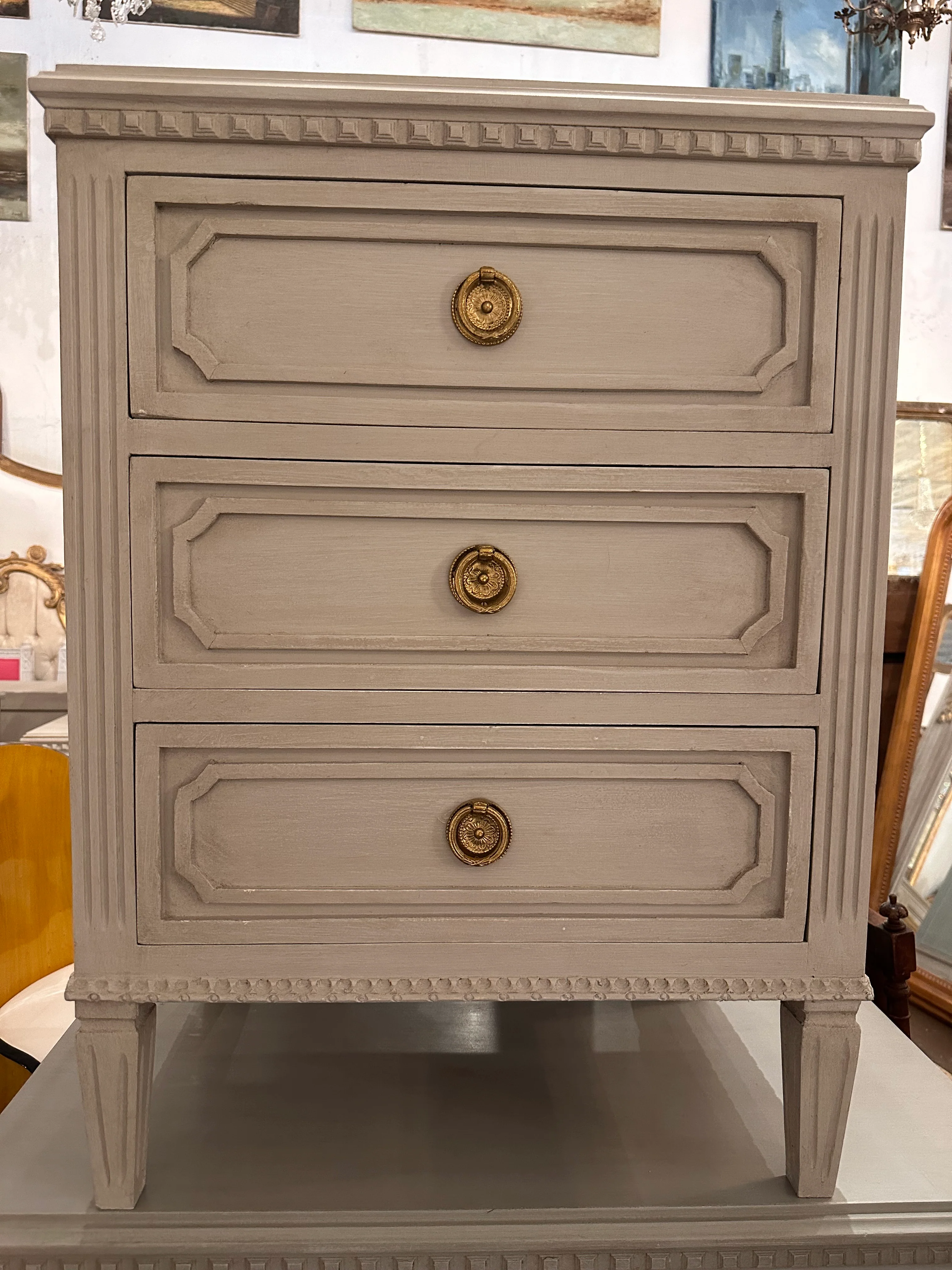 Swedish Nightstand in Natural Warm Gray