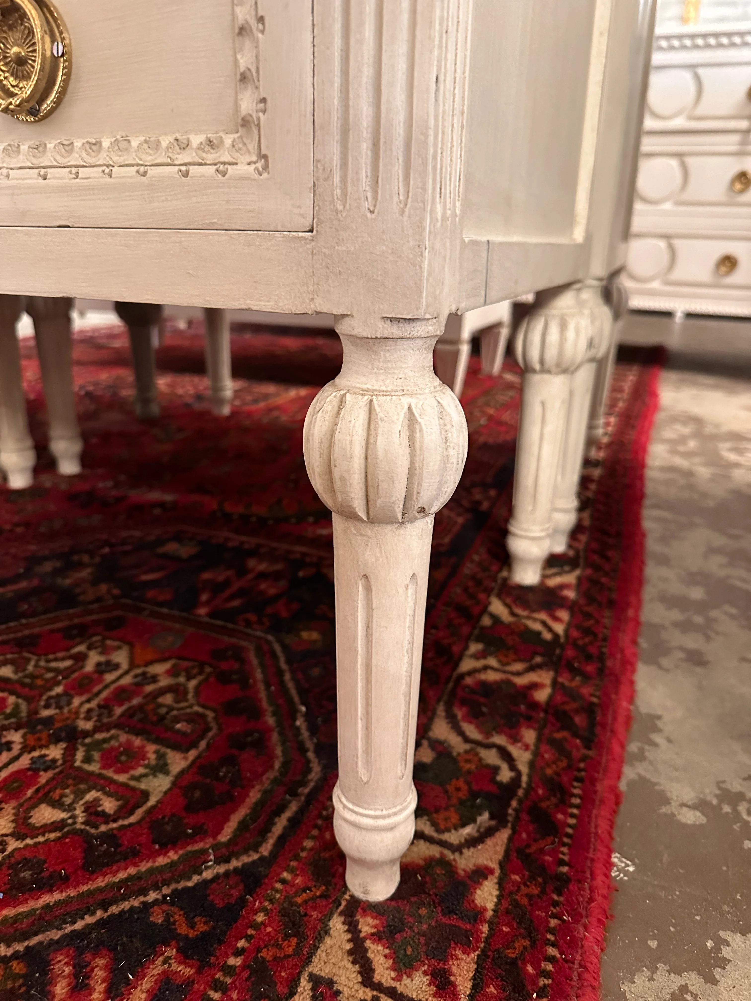 Swedish Nightstand with Beaded Drawers and Carved Ballerina Legs - Image 4