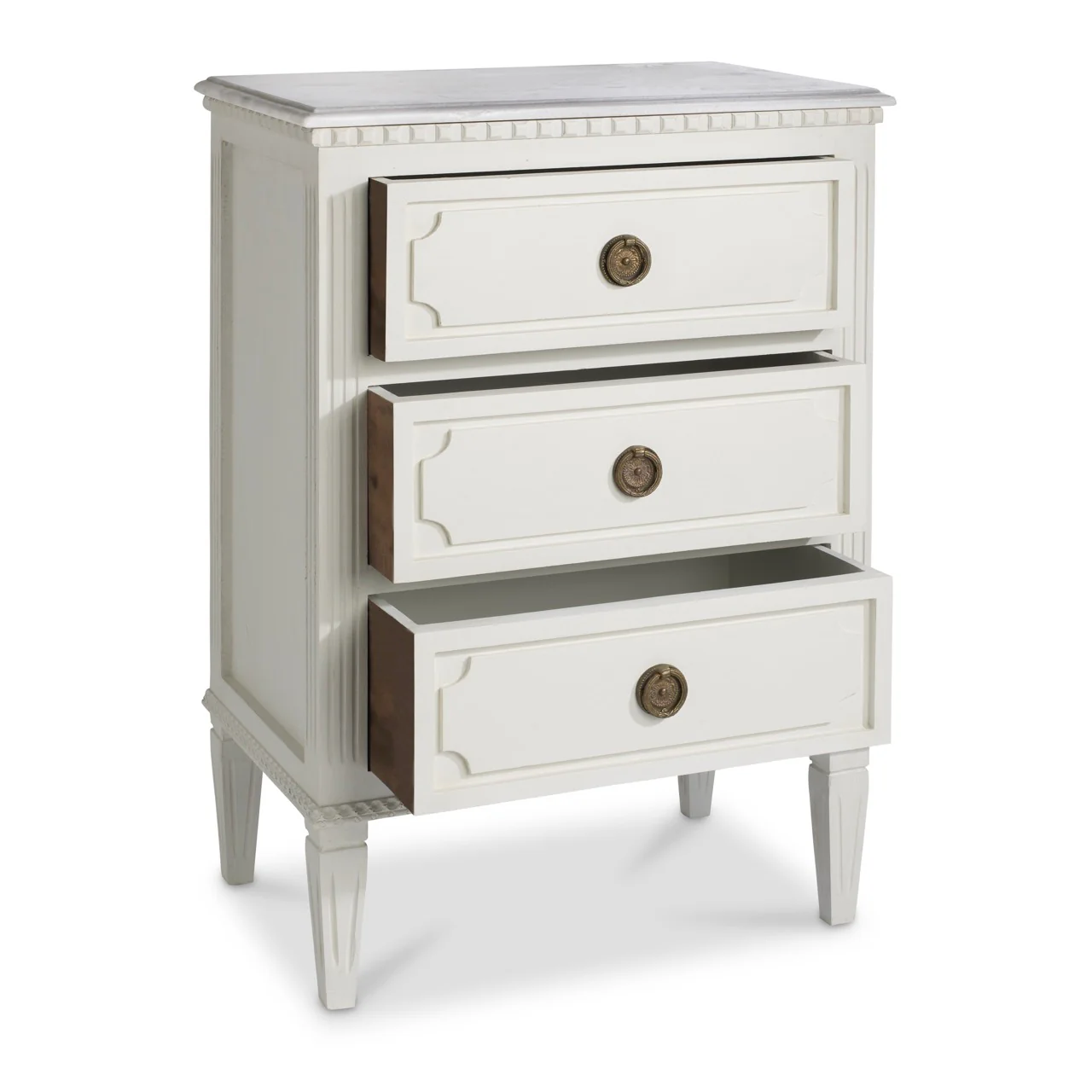 Swedish Nightstand with White Carrara Marble Top - Image 4