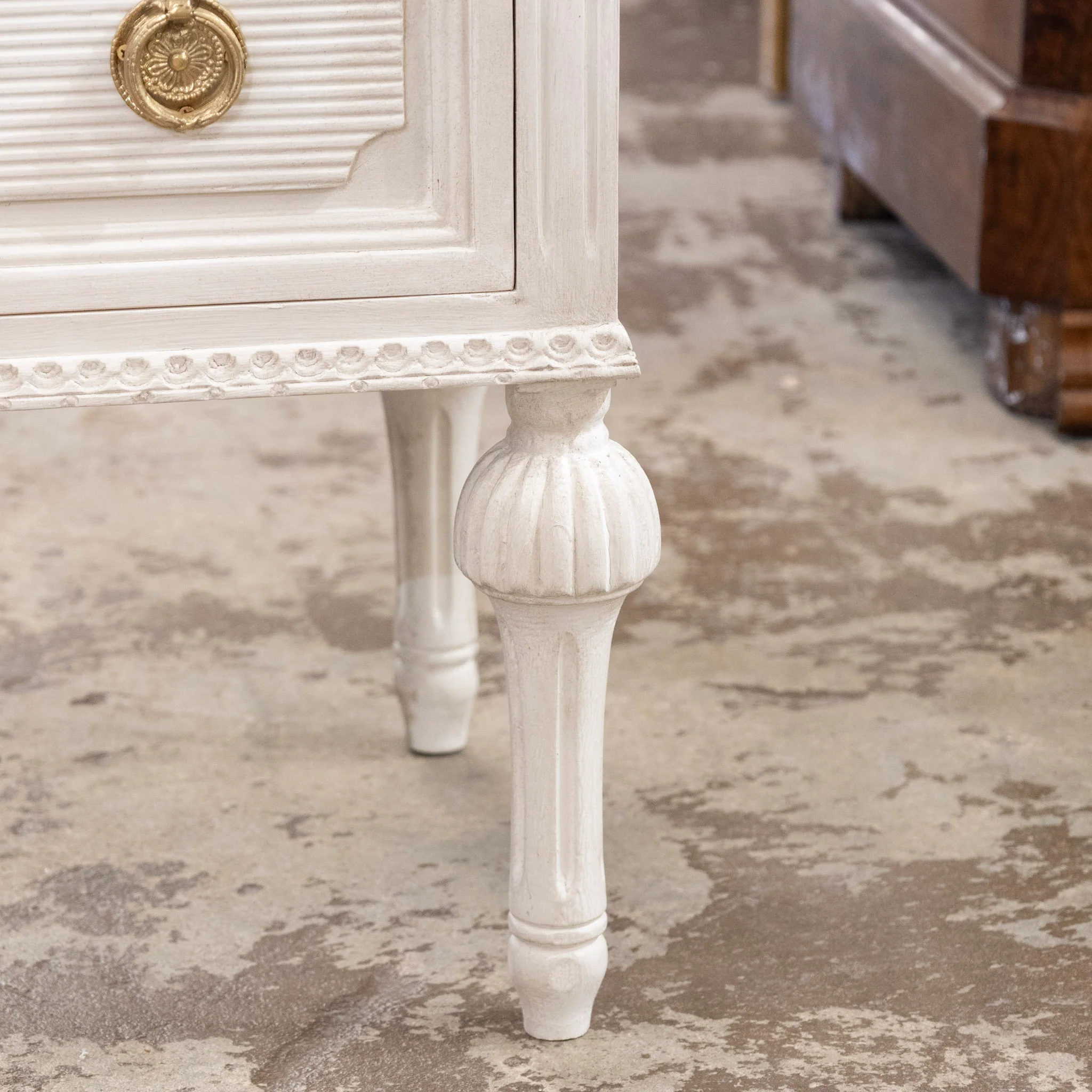 Swedish Painted 2-Drawer Short Nightstand – Antique White - Image 5