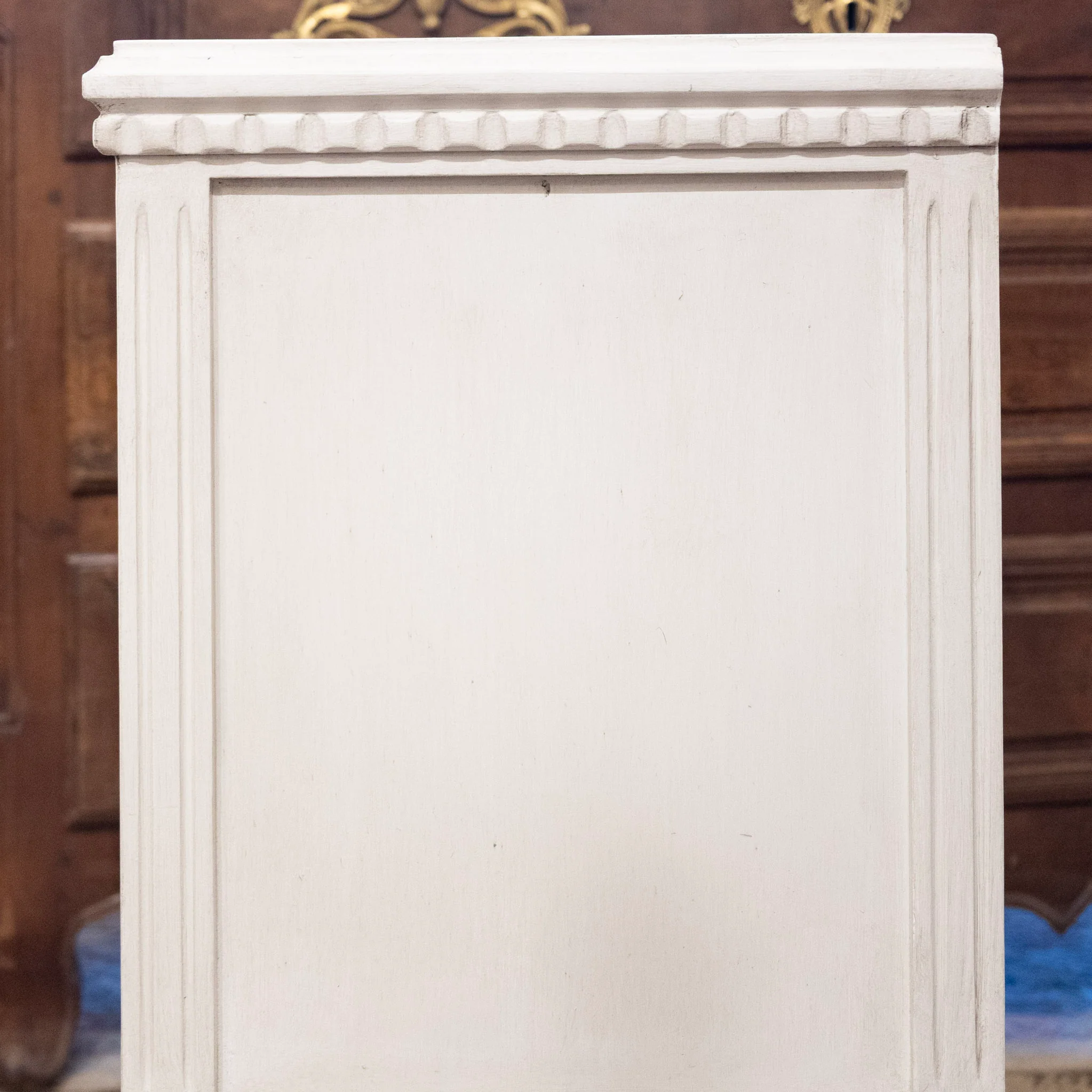Swedish Painted 2-Drawer Short Nightstand – Antique White - Image 6