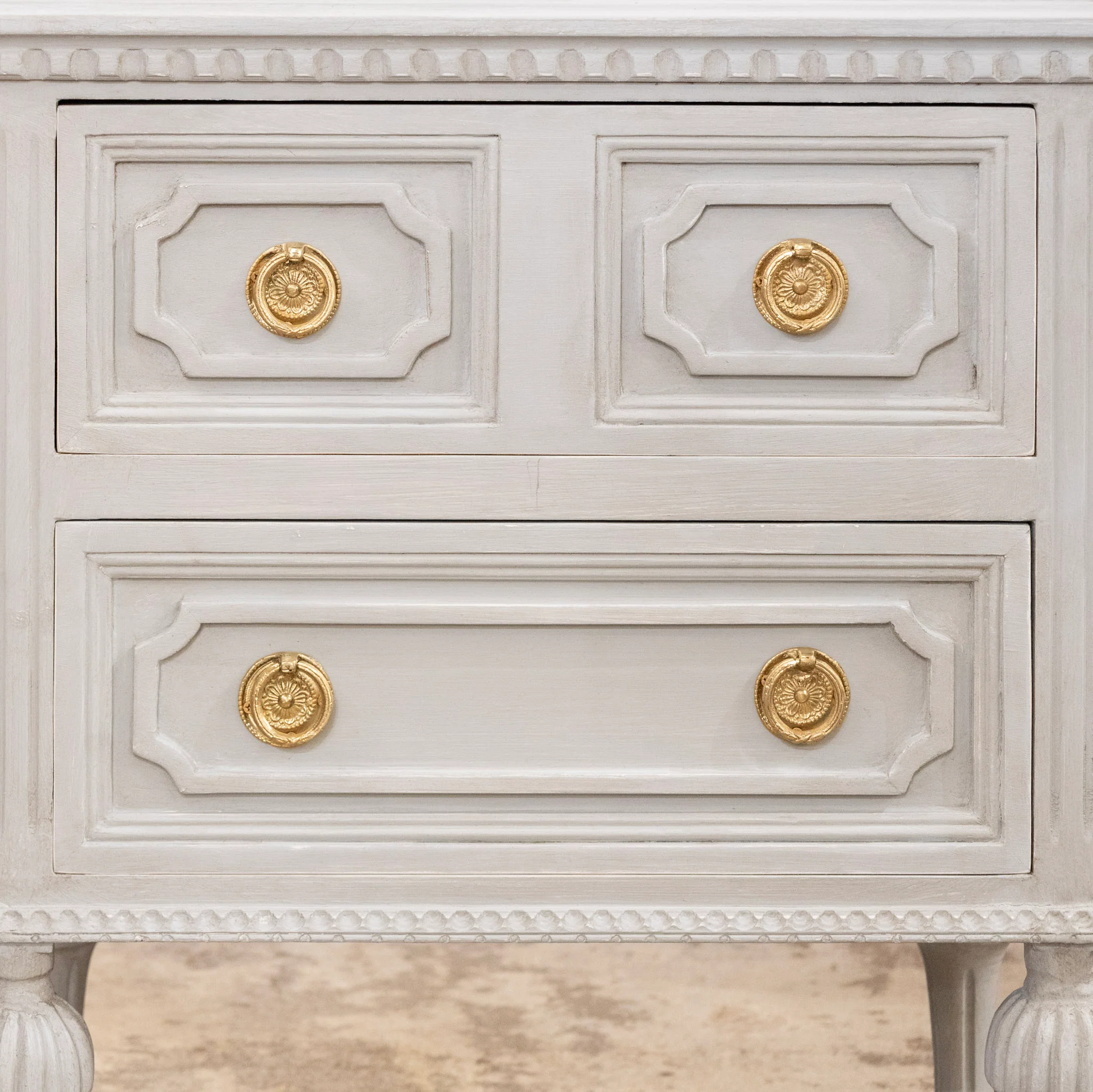 Swedish Painted 2-Drawer Short Nightstand – French Grey - Image 3