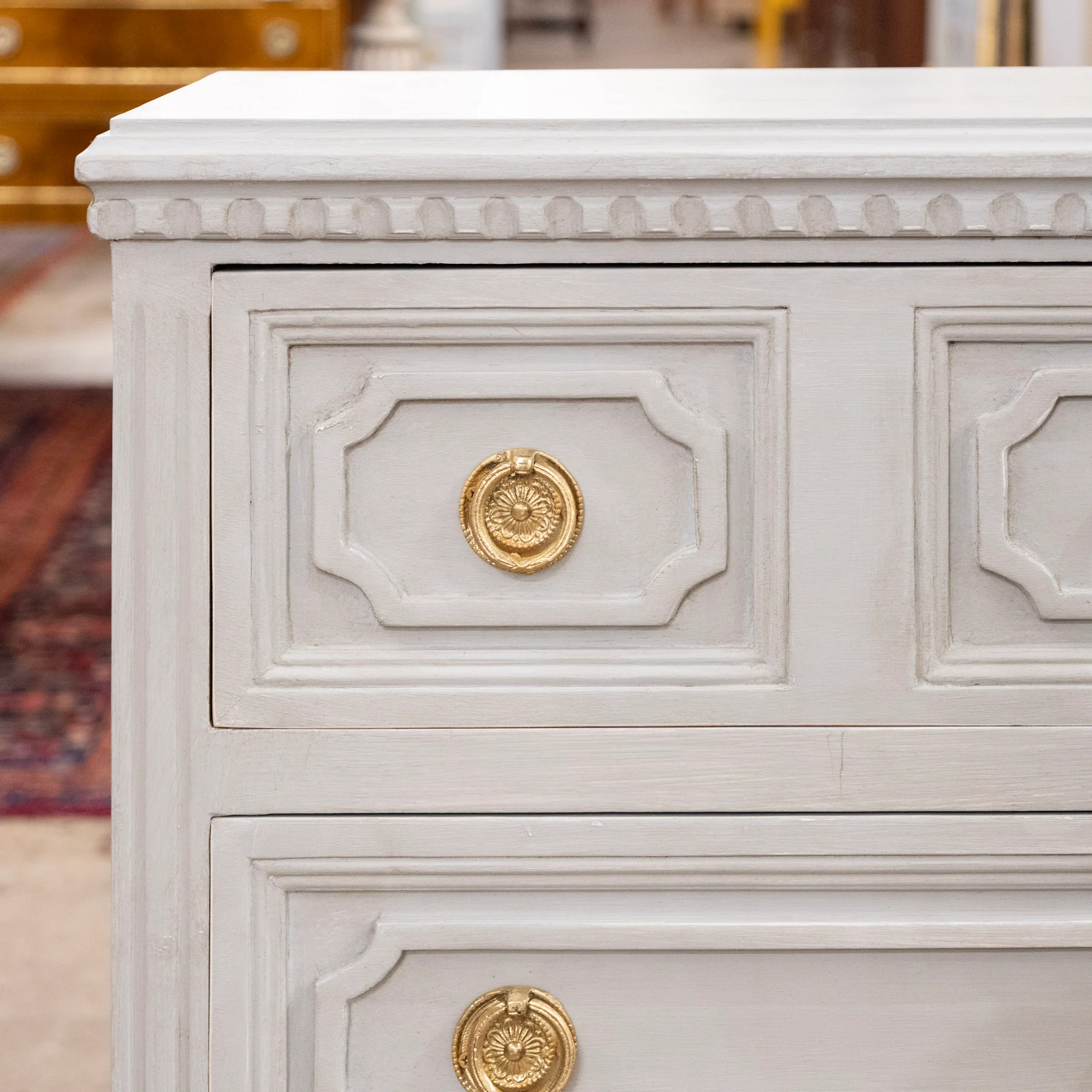 Swedish Painted 2-Drawer Short Nightstand – French Grey - Image 4
