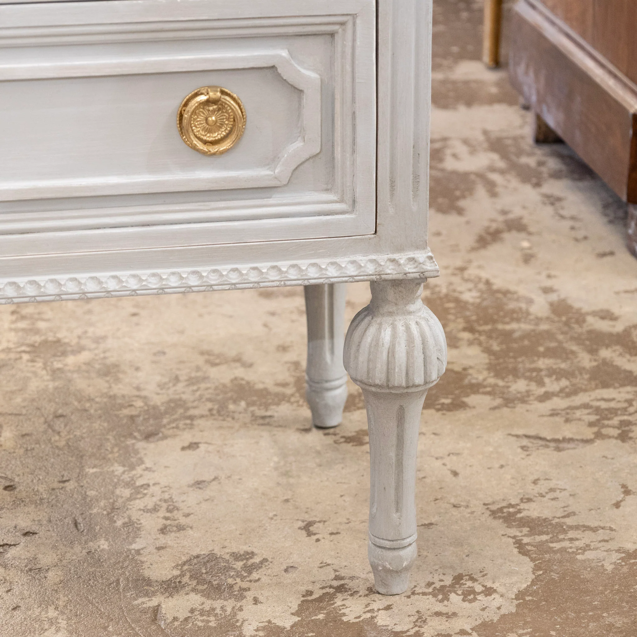 Swedish Painted 2-Drawer Short Nightstand – French Grey - Image 5