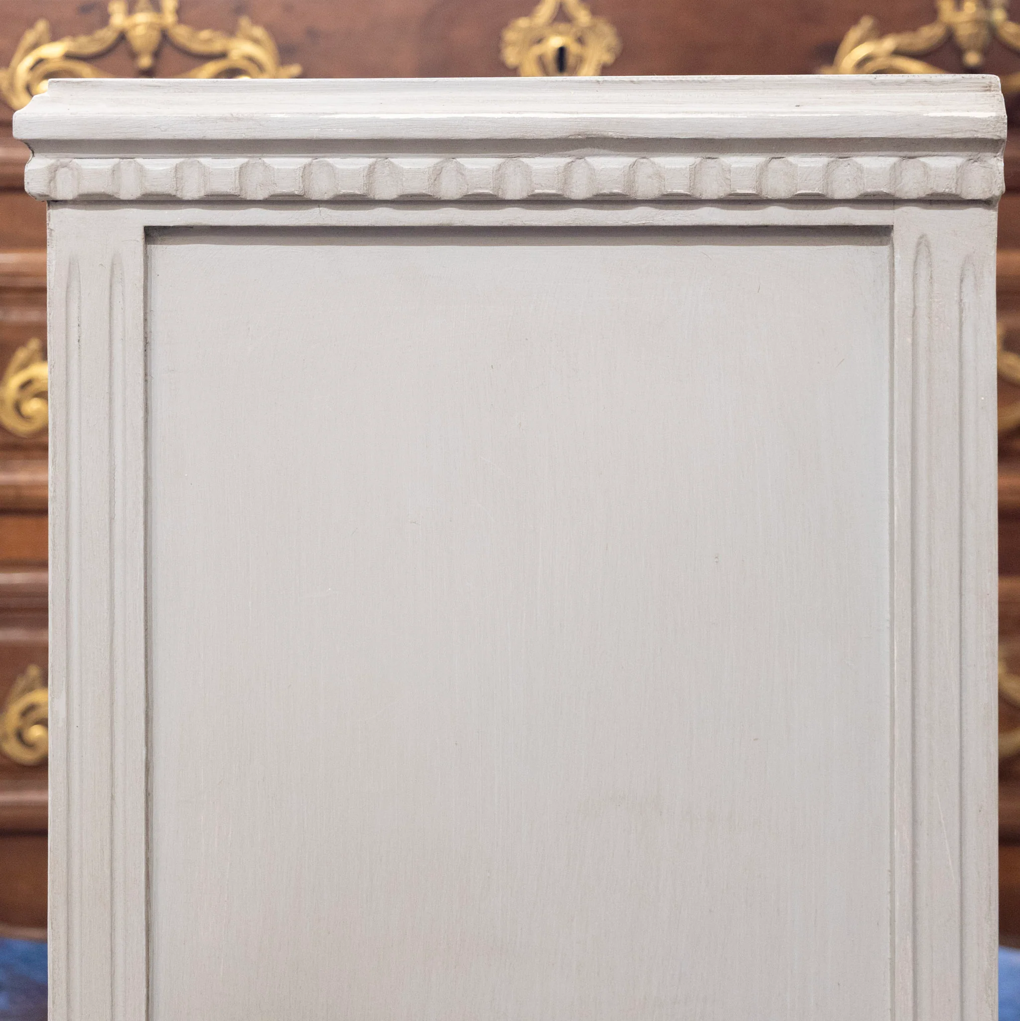 Swedish Painted 2-Drawer Short Nightstand – French Grey - Image 6