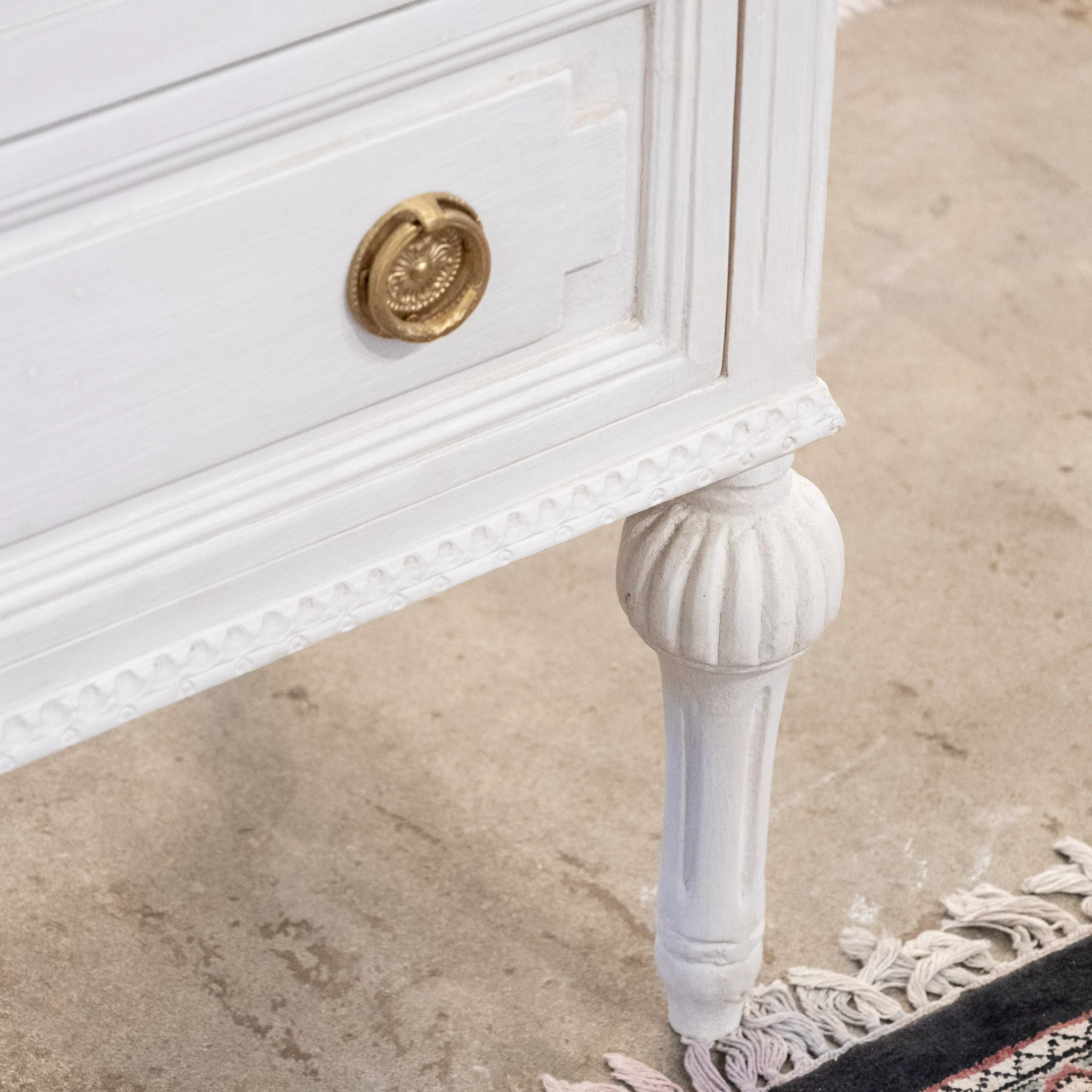 Swedish Painted 2-Drawer Short Nightstand – Dove White - Image 5