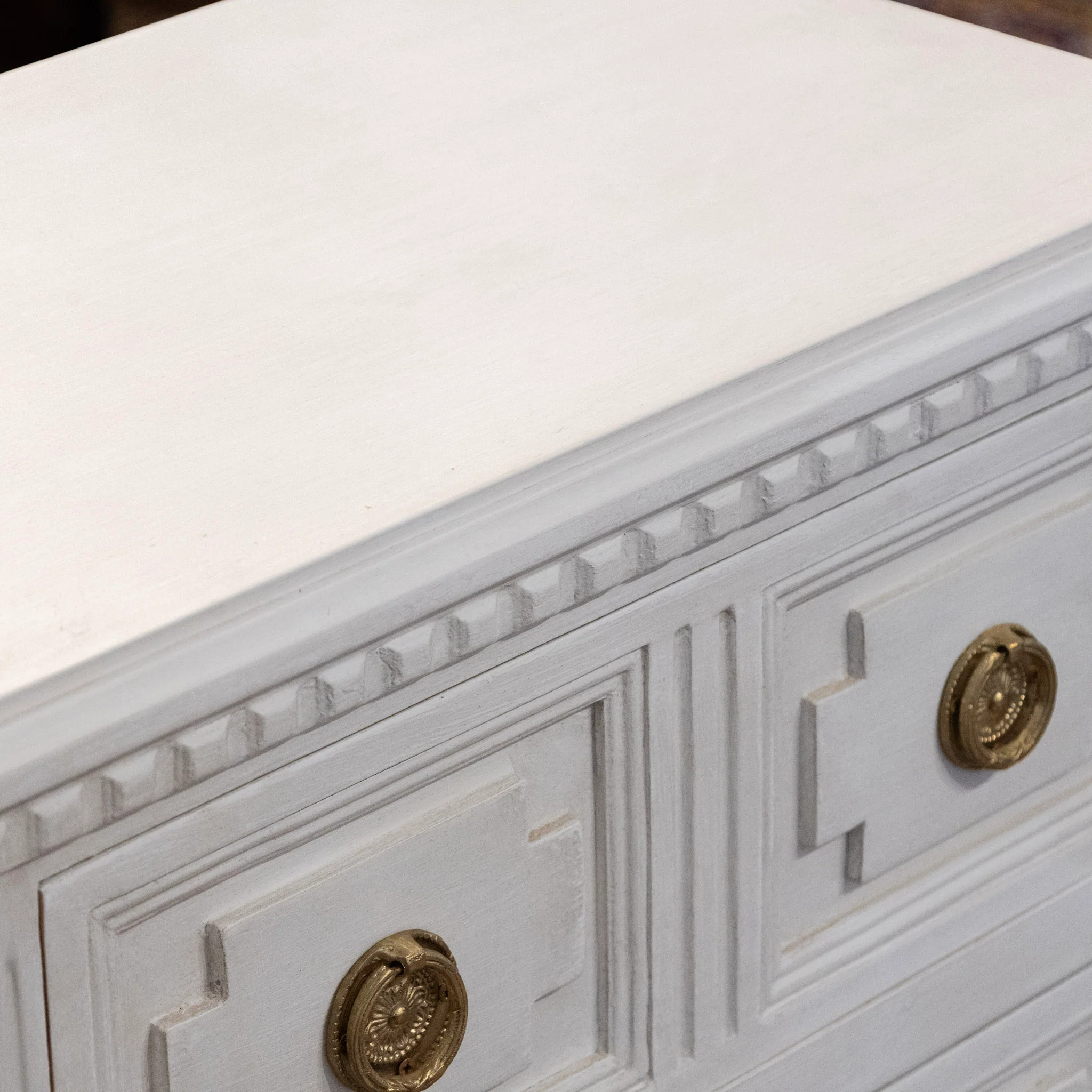Swedish Painted 2-Drawer Short Nightstand – Dove White - Image 6